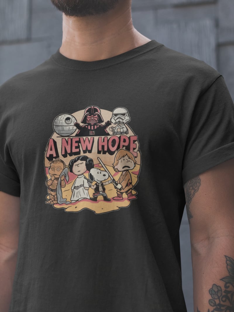 Star Wars Snoopy Unisex Siyah Tişört
