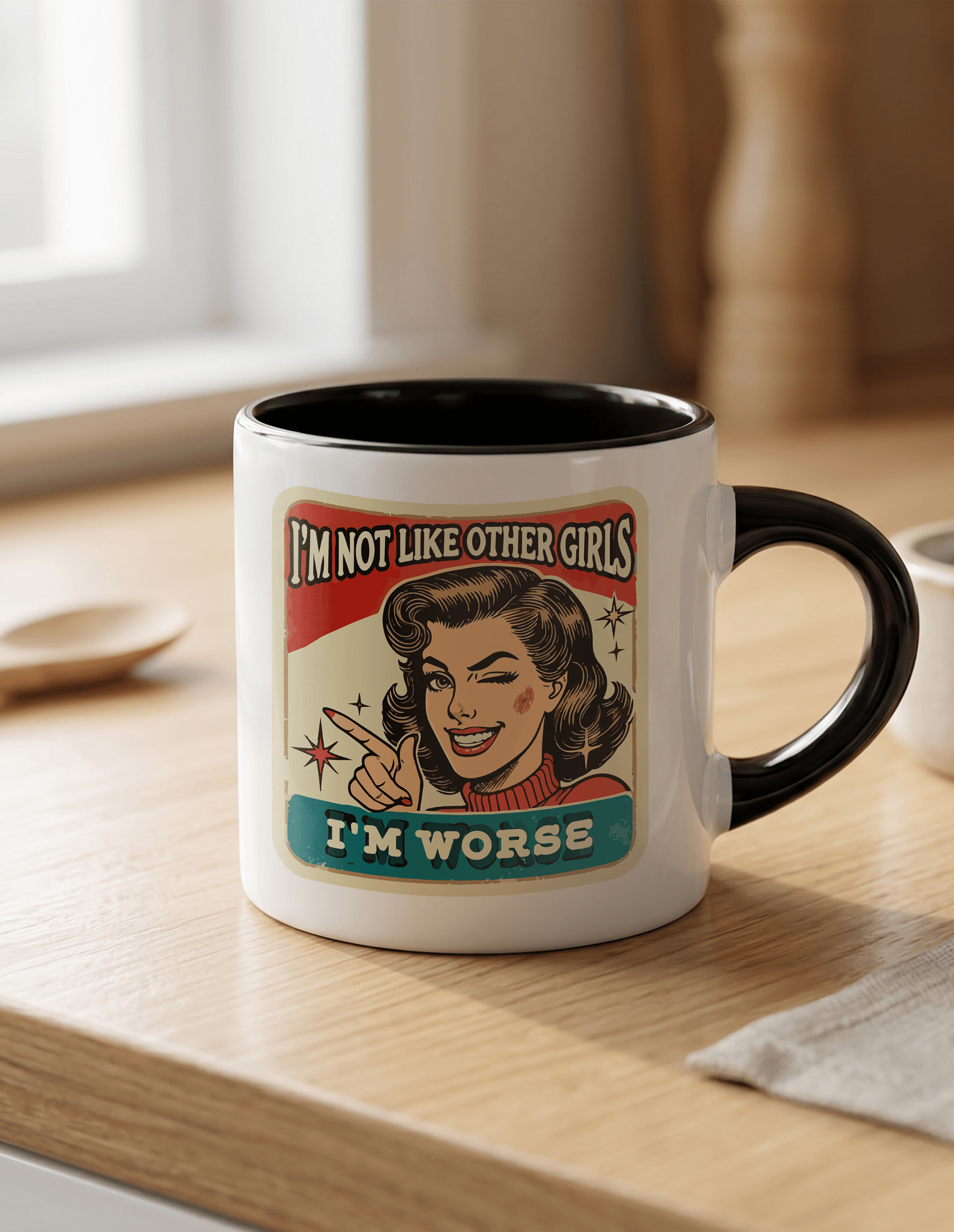 I'm Worse 180 ml Beyaz Siyah Kahve Kupası