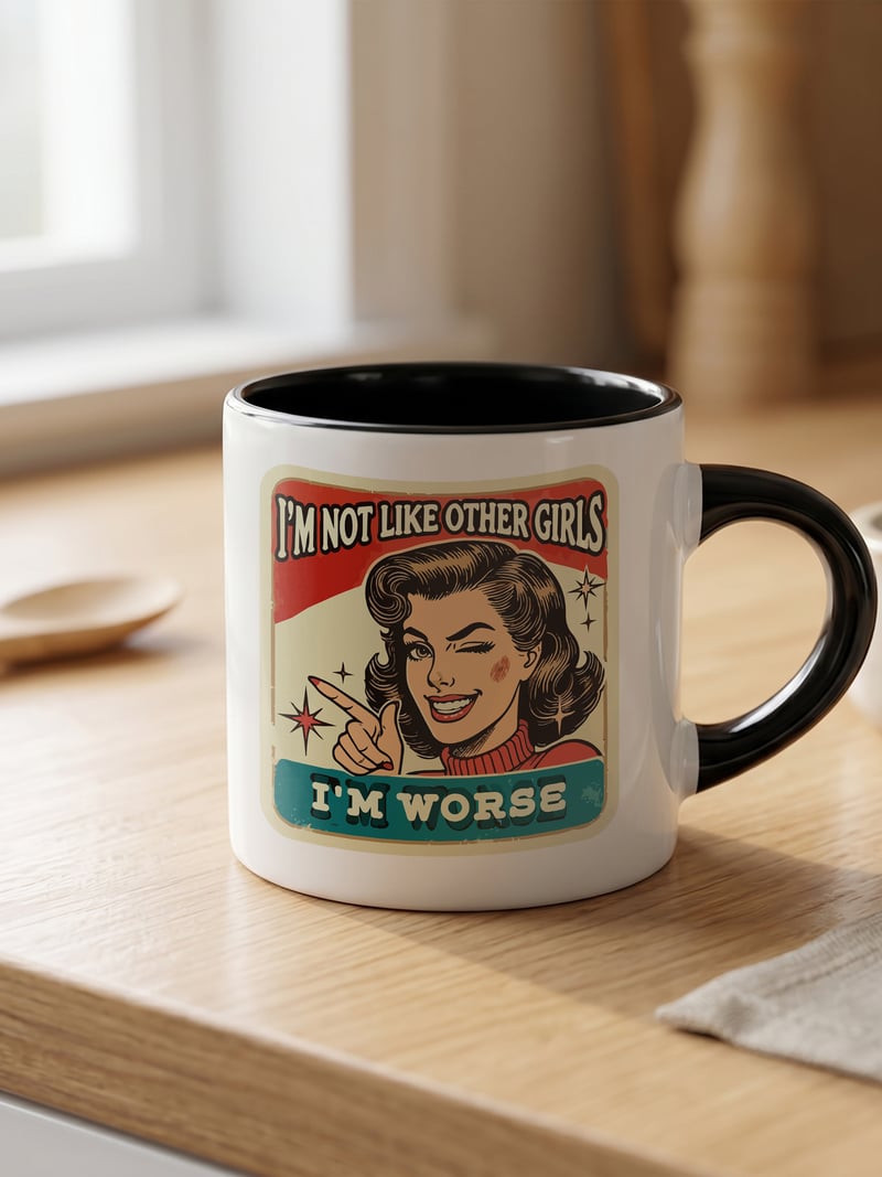 I'm Worse 180 ml Beyaz Siyah Kahve Kupası
