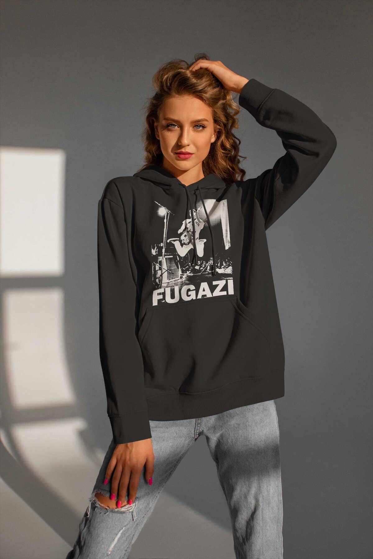 Fugazi Dijital Baskı Kapüşonlu Unisex Sweatshirt