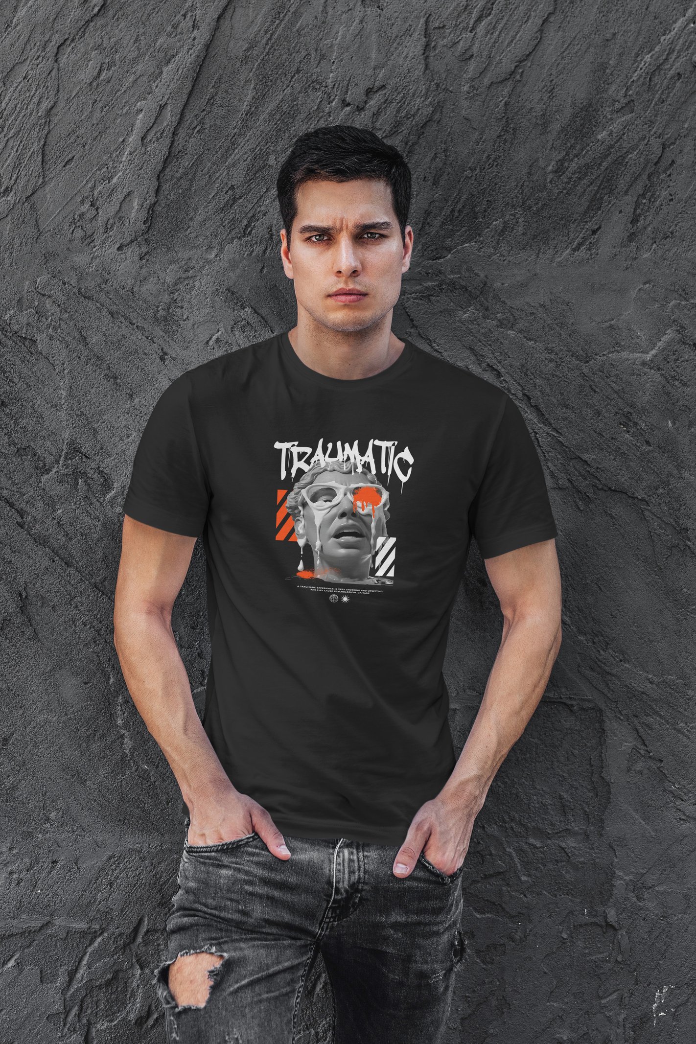 Traumatic Dijital Baskı Siyah Unisex Tişört