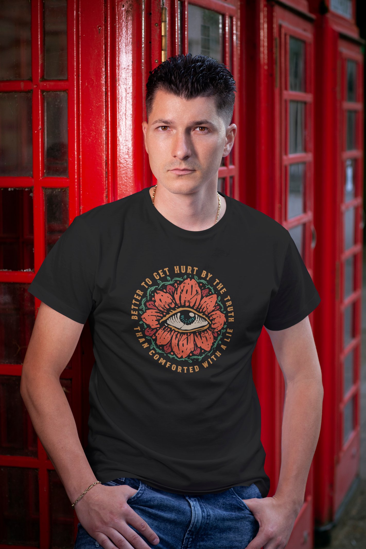 Better to Get Hurt Dijital Baskı  Unisex Siyah T-Shirt