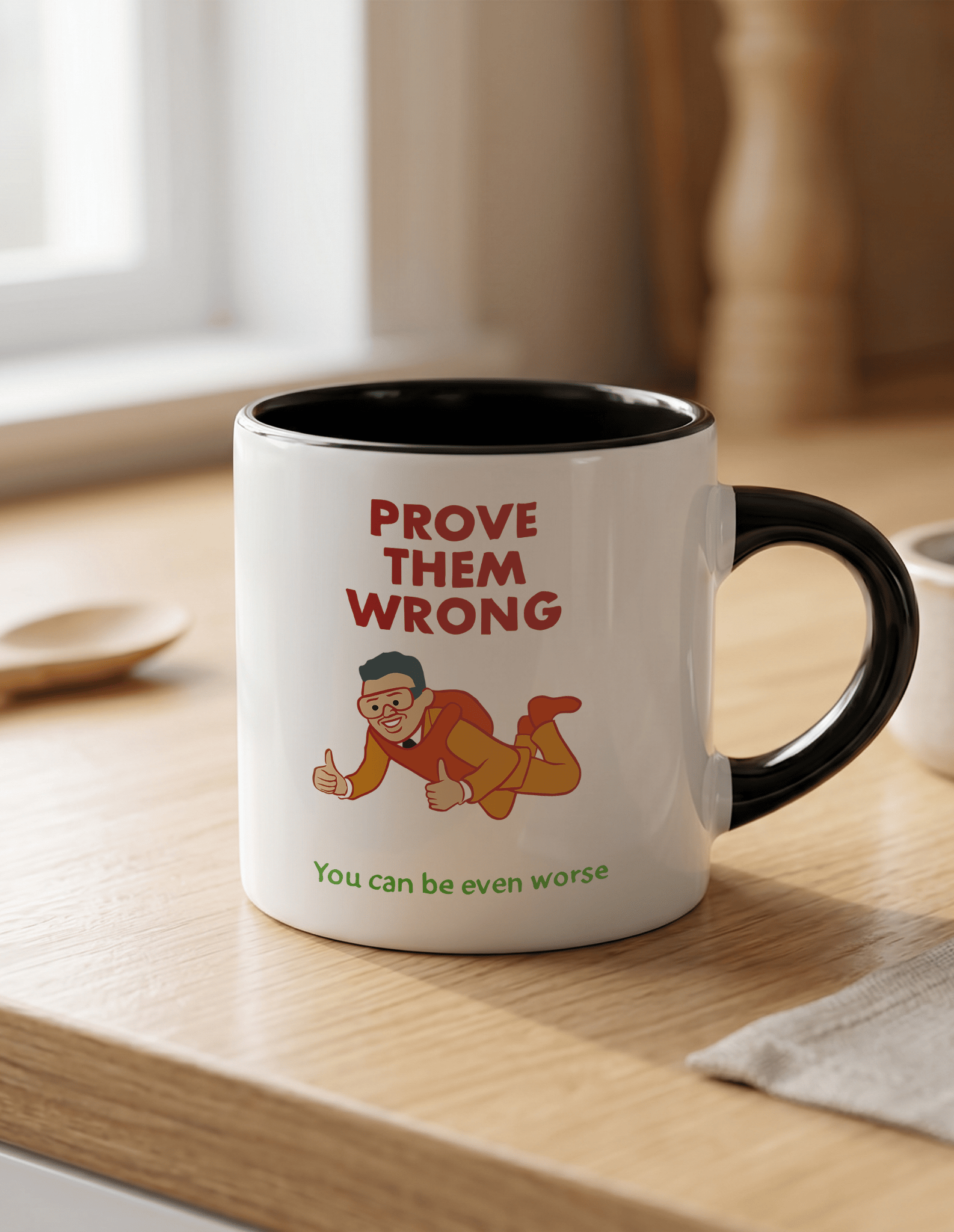 Prove Them Wrong 180 ml Beyaz Siyah Kahve Kupası