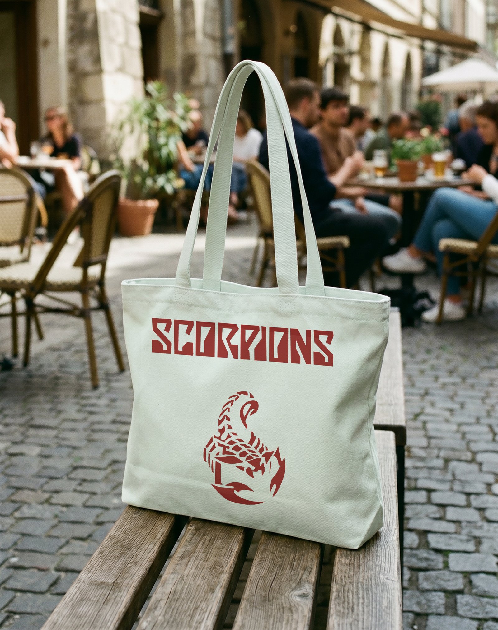 Scorpions Fermuarlı Astarlı Körüklü Kanvas Çanta 35 x 40 cm