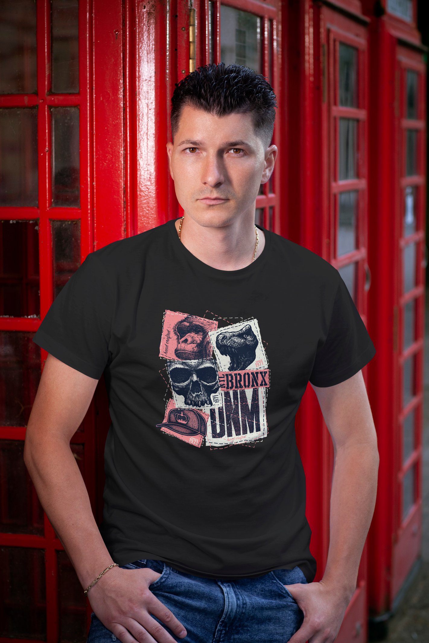 Bronx Dijital Baskı  Unisex Siyah T-Shirt
