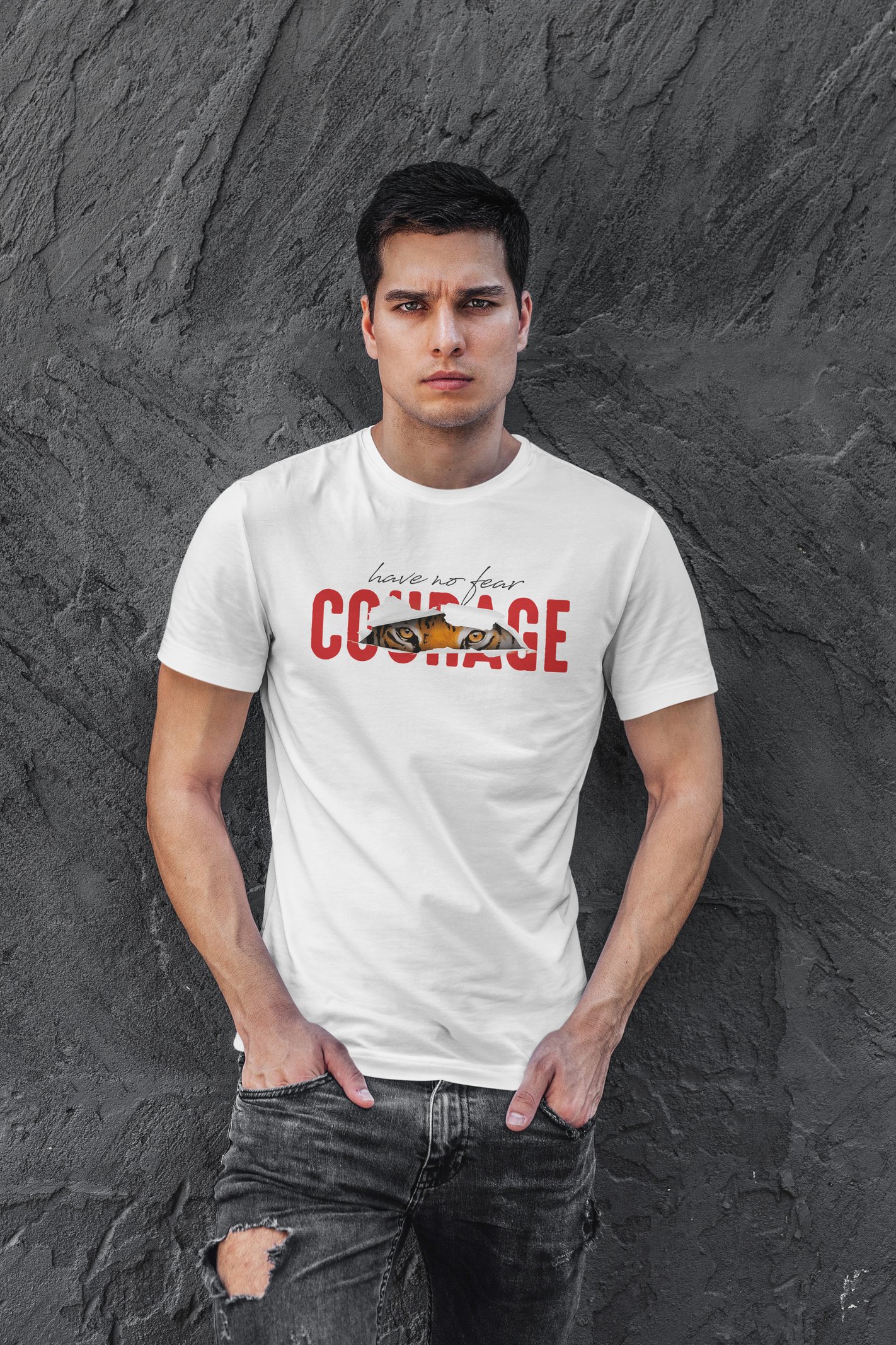 Courage Dijital Baskı  Unisex Beyaz T-Shirt