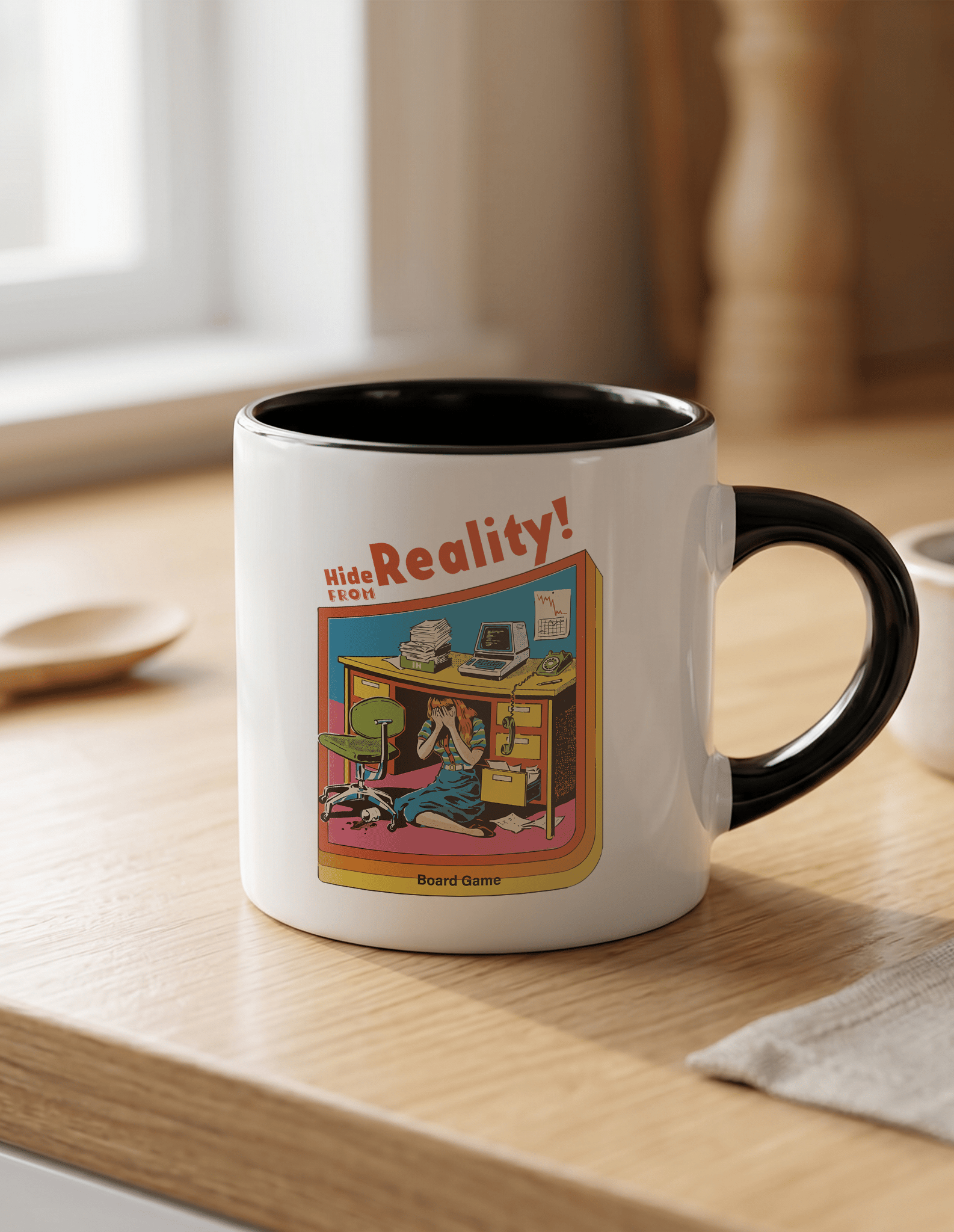 Reality 180 ml Beyaz Siyah Kahve Kupası