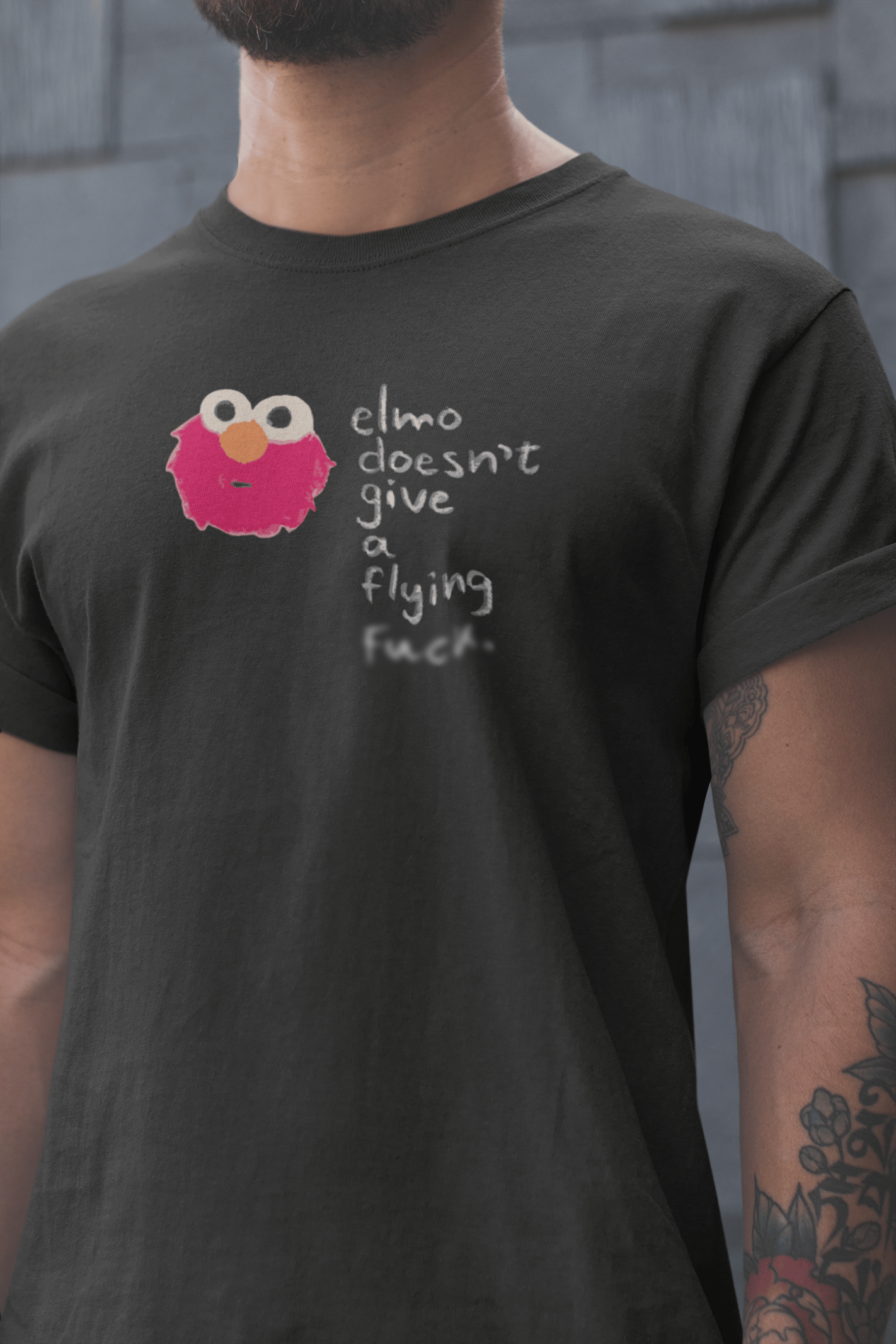 Elmo Unisex Siyah Tişört