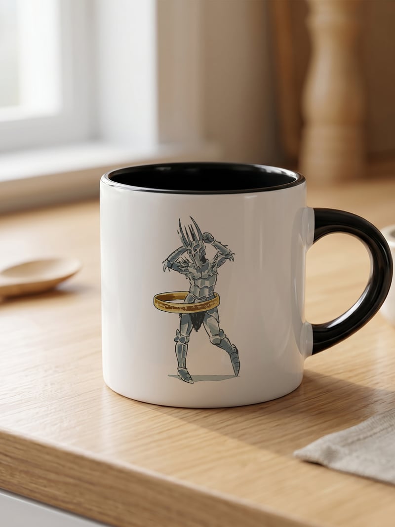 Lord of the Rings Yüzüklerin Efendisi 180 ml Beyaz Siyah Kahve Kupası