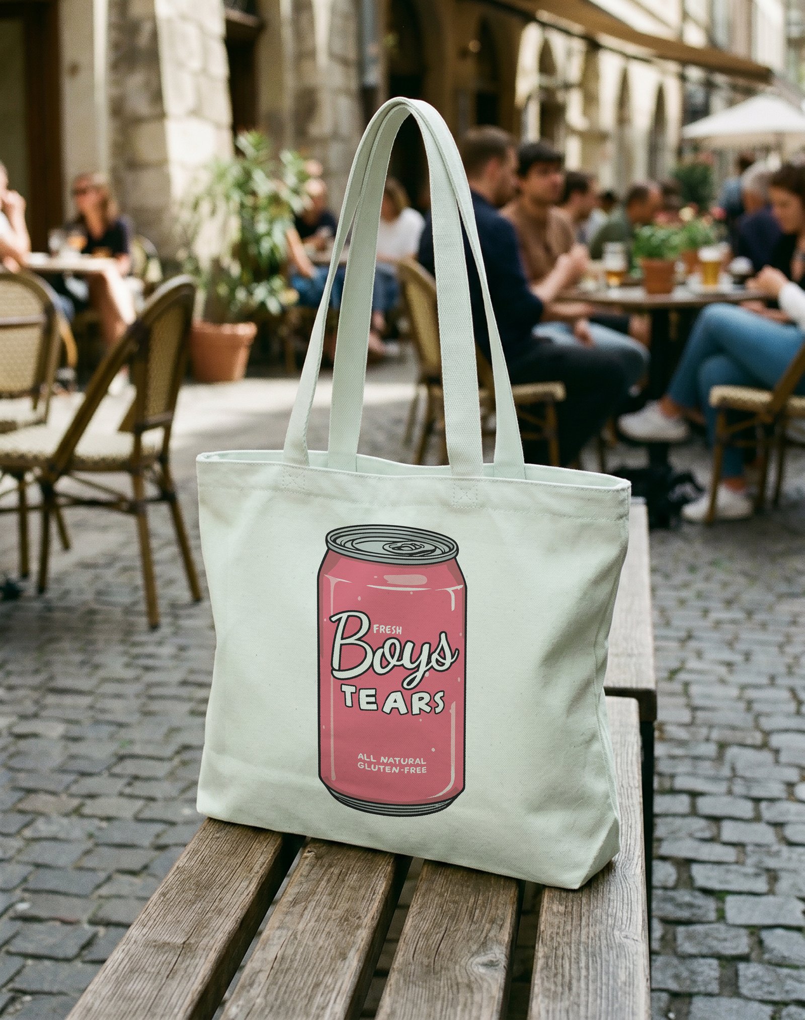 Boys Tears Kanvas Astarlı Fermuarlı Omuz Çantası