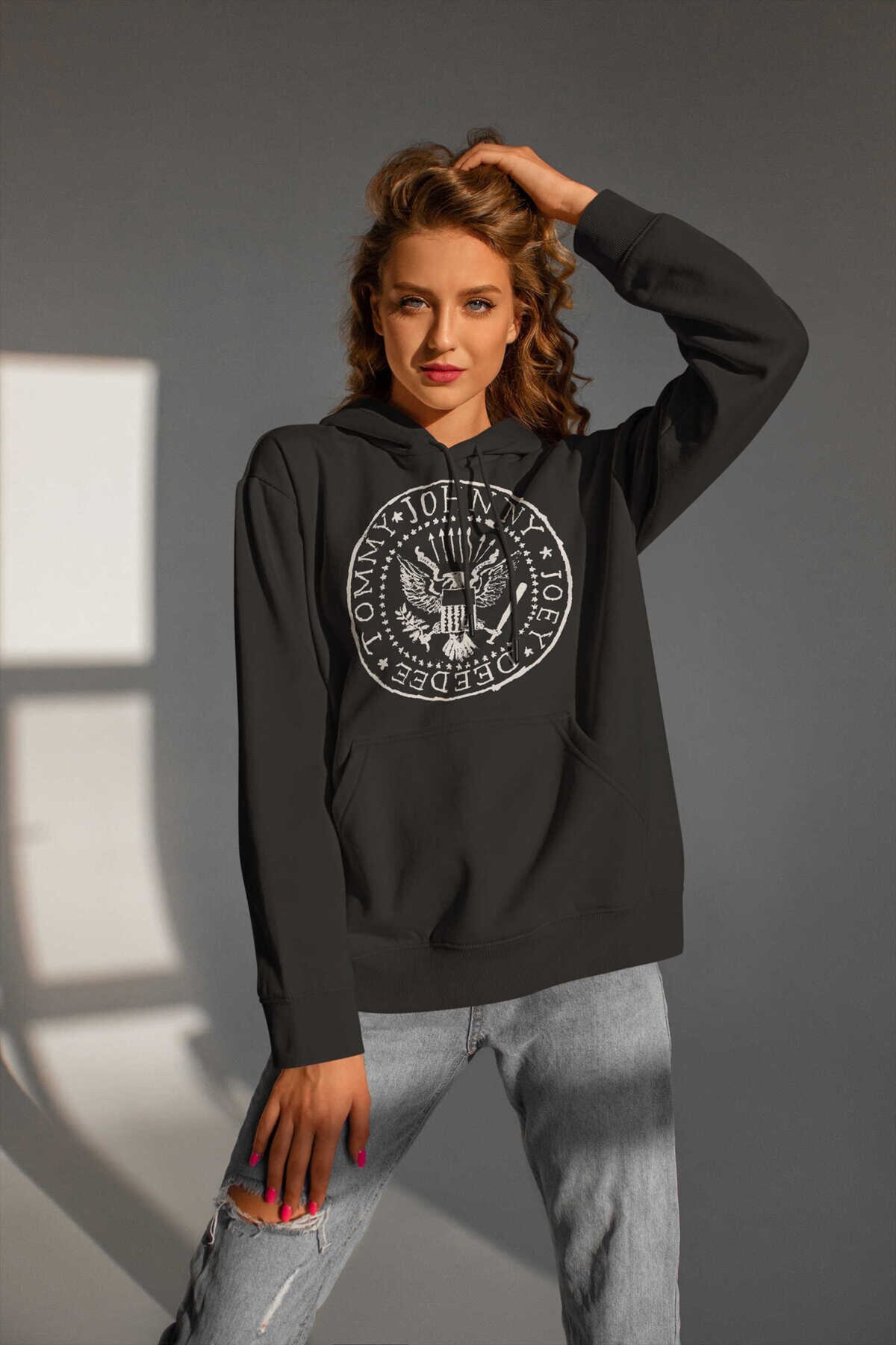 Ramones Dijital Baskı Kapüşonlu Unisex Sweatshirt
