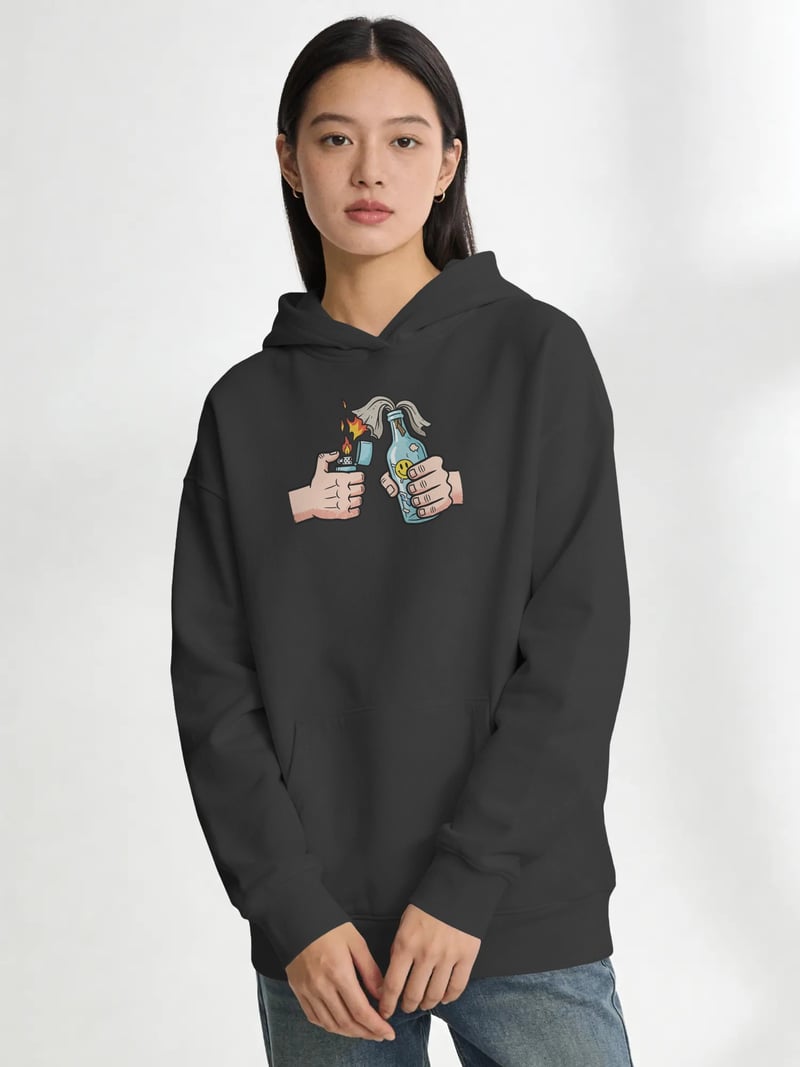 Chaos Fun Unisex Siyah Kapüşonlu Sweatshirt