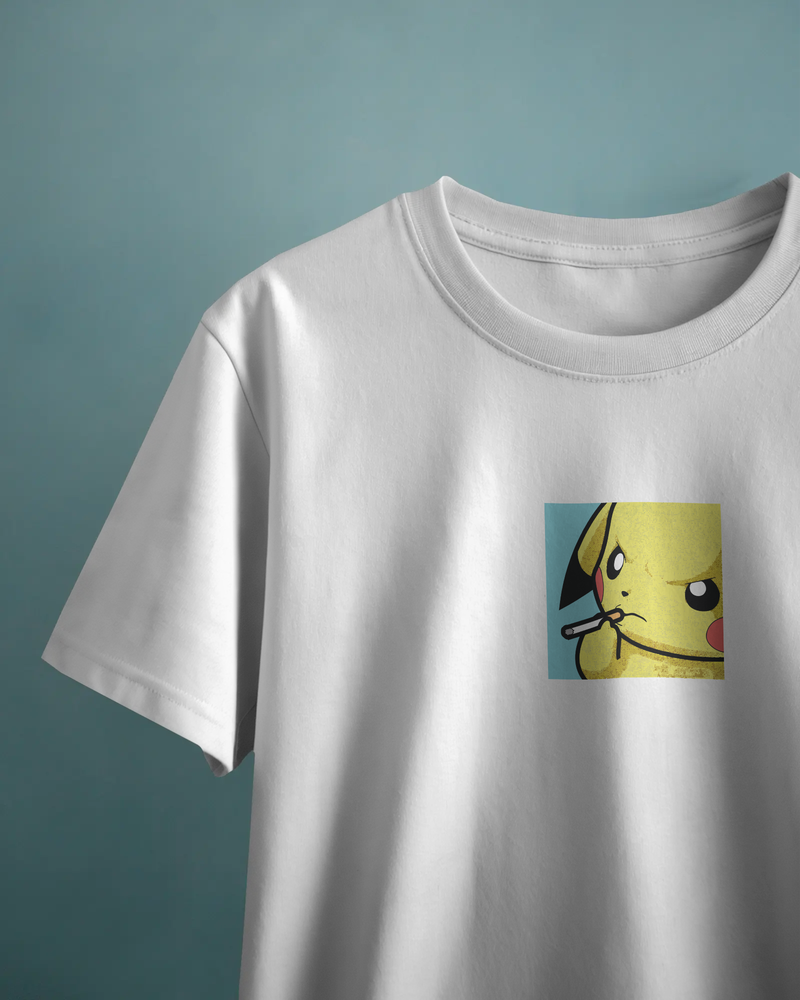 Pikachu Smokes Unisex Beyaz Tişört