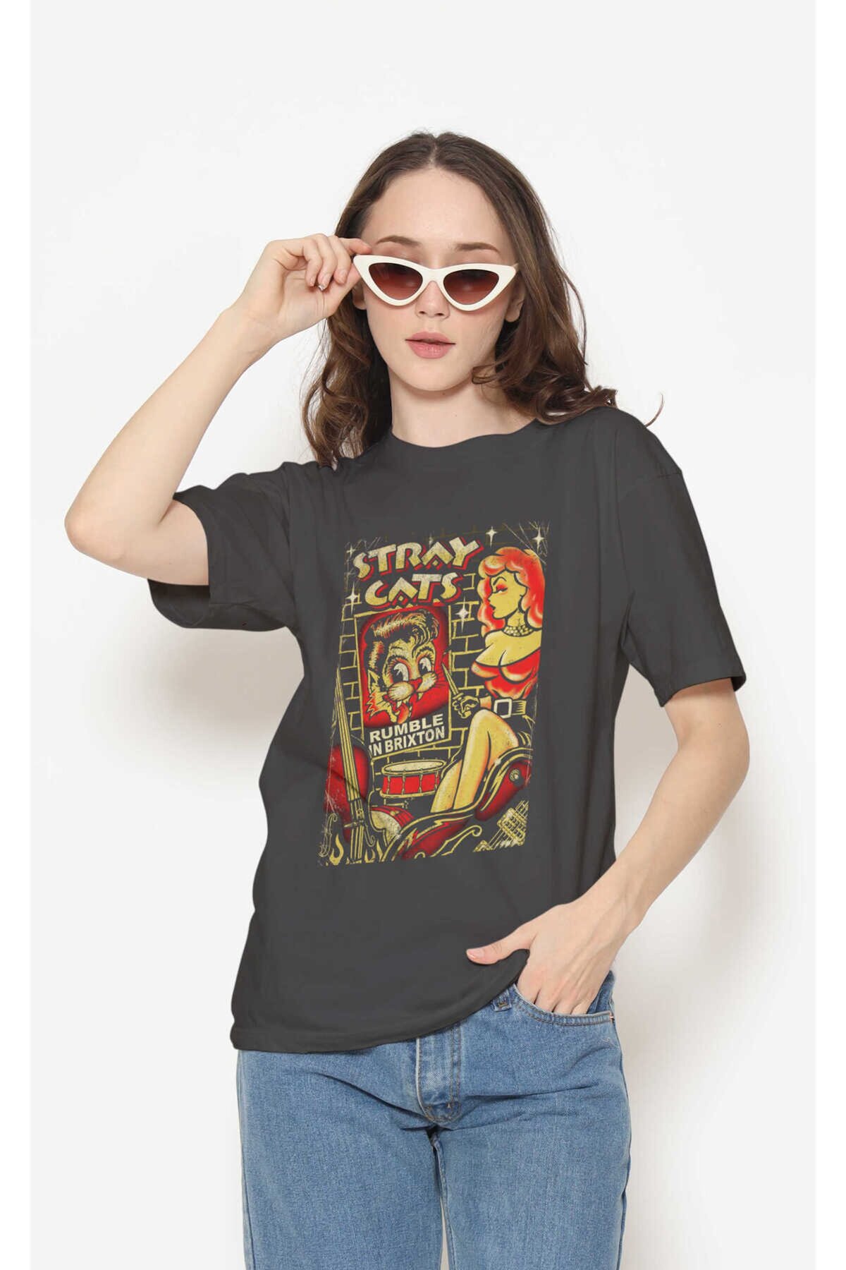 Stray Dijital Baskı Siyah Unisex Tişört