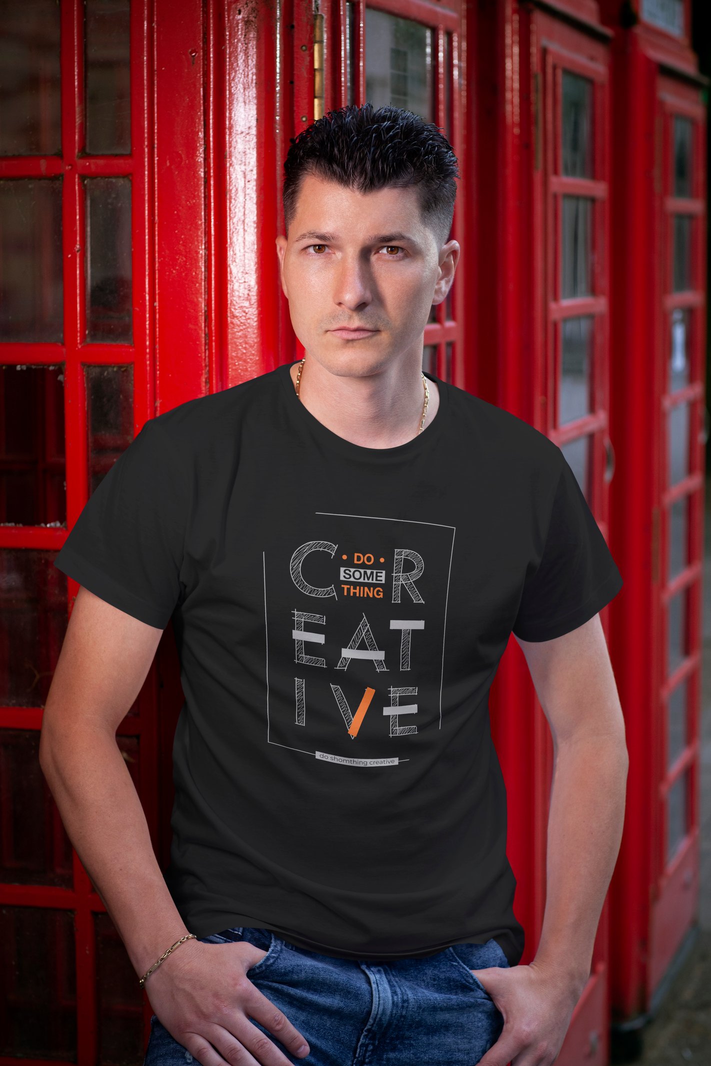 Creative Dijital Baskı  Unisex Siyah T-Shirt