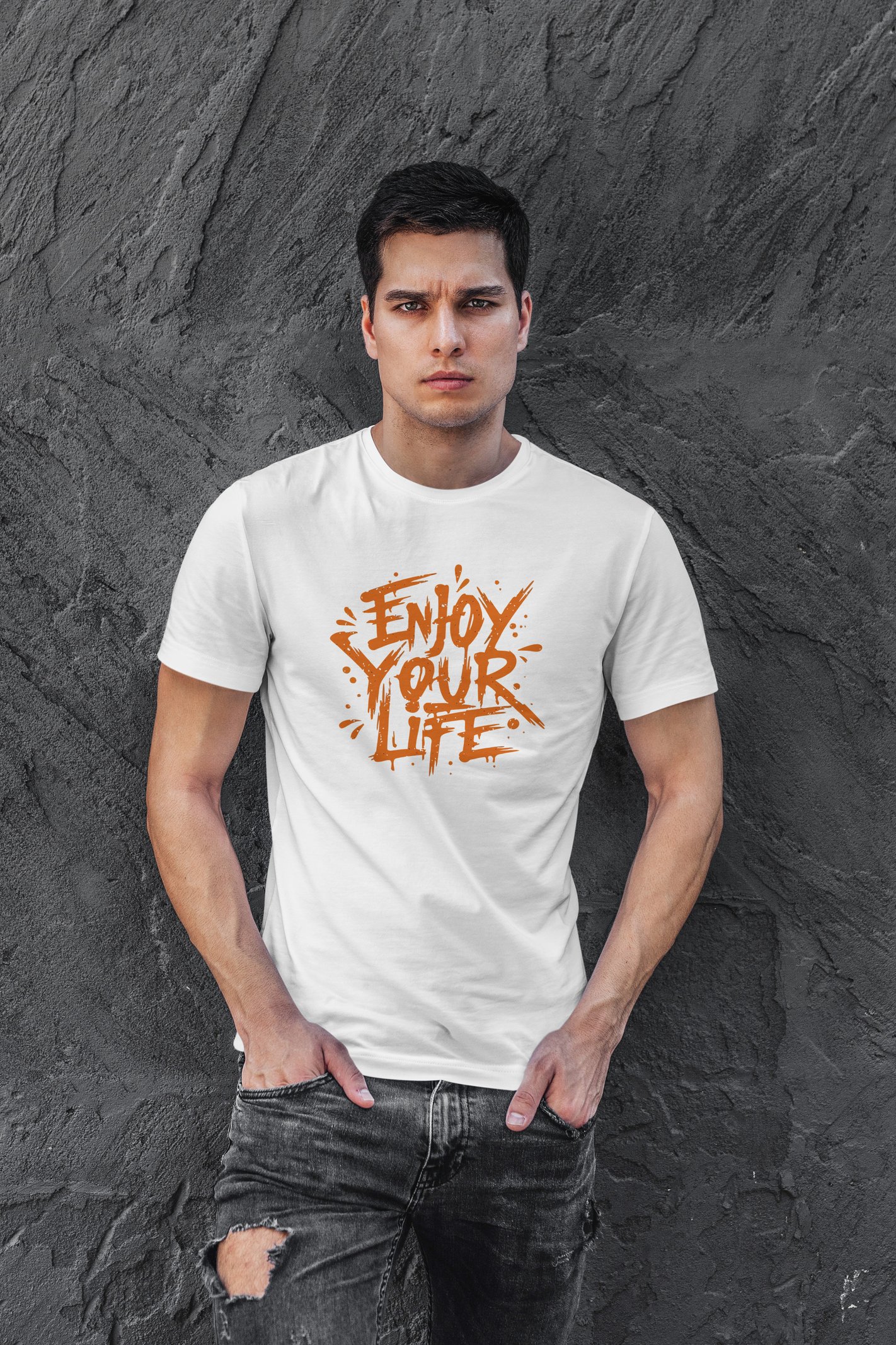 Enjoy Your Life Dijital Baskı  Unisex Beyaz T-Shirt