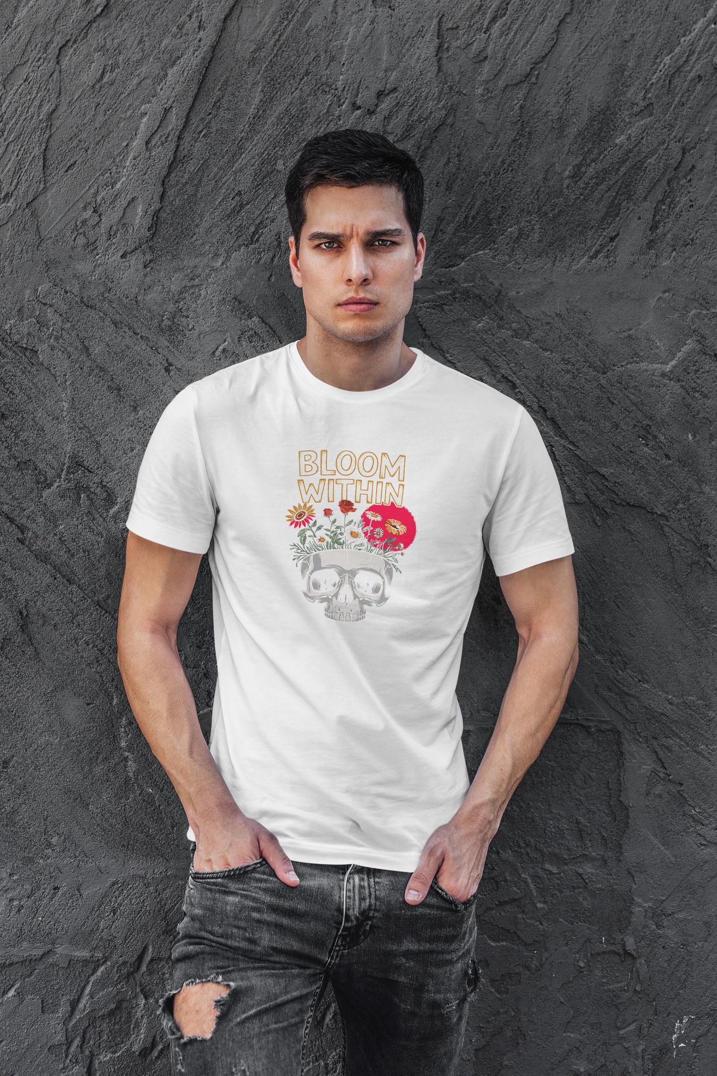 Bloom Within Dijital Baskı Beyaz Unisex Tişört