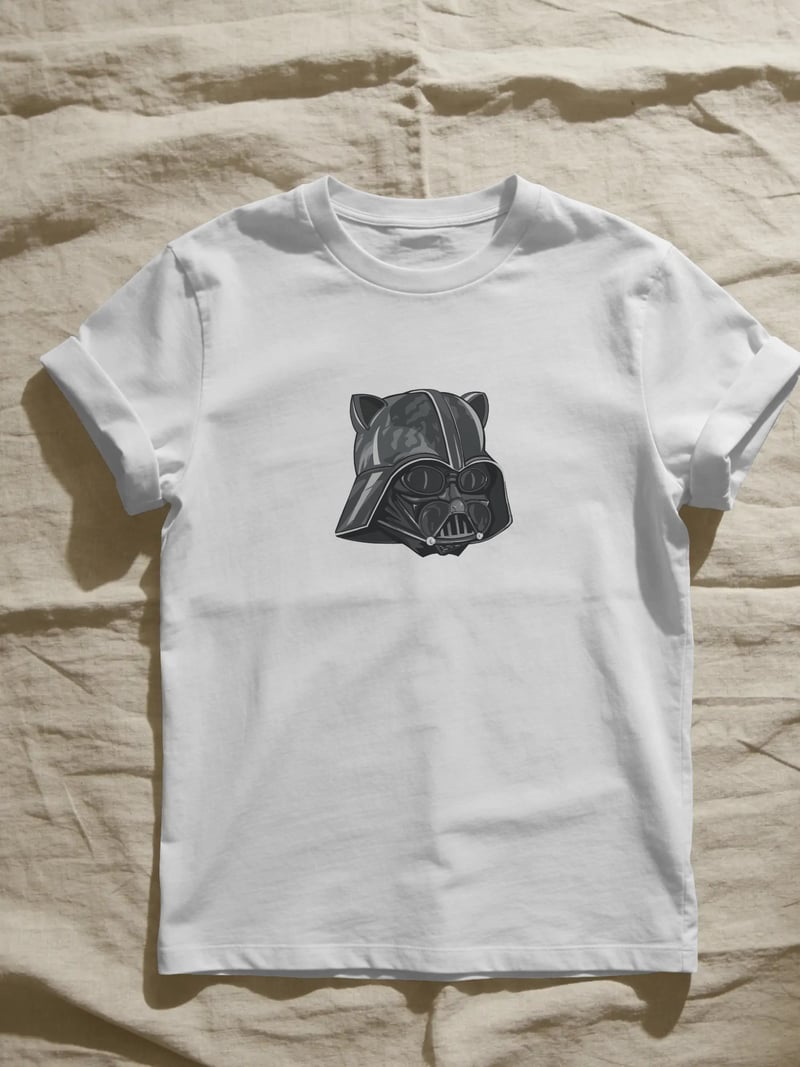 Darth Vader Cat Beyaz Tişört