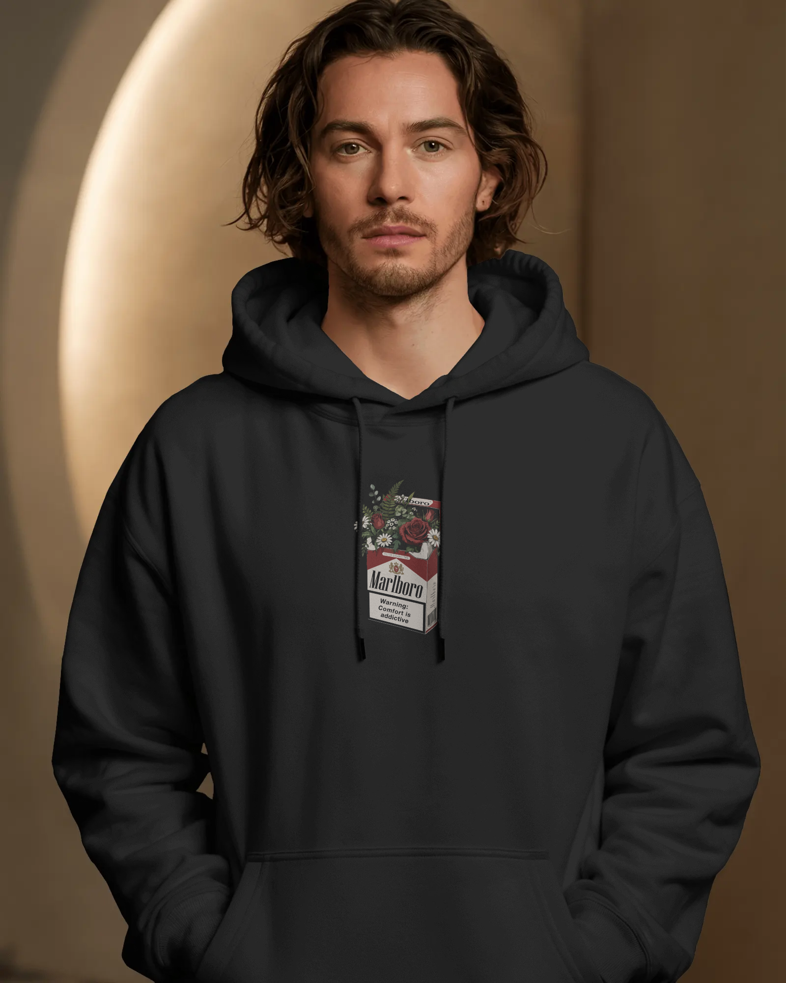 Smoking Flowers Siyah Kapüşonlu Sweatshirt