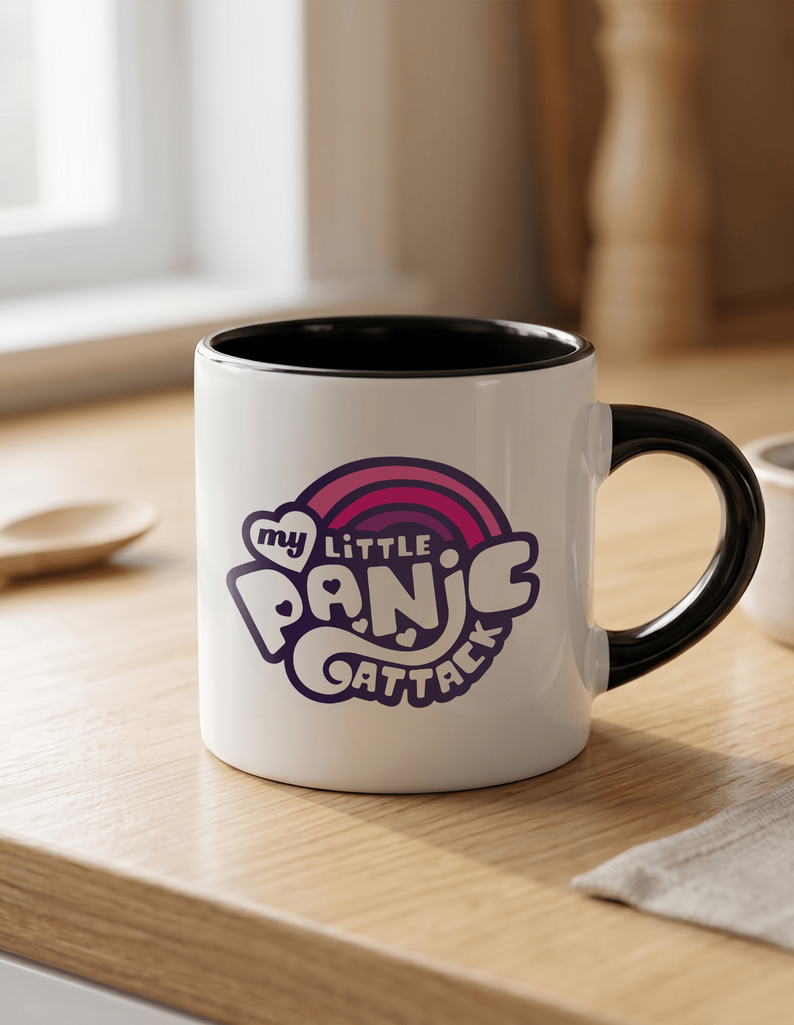 My Little Panic Attack 180 ml Beyaz Siyah Kahve Kupası