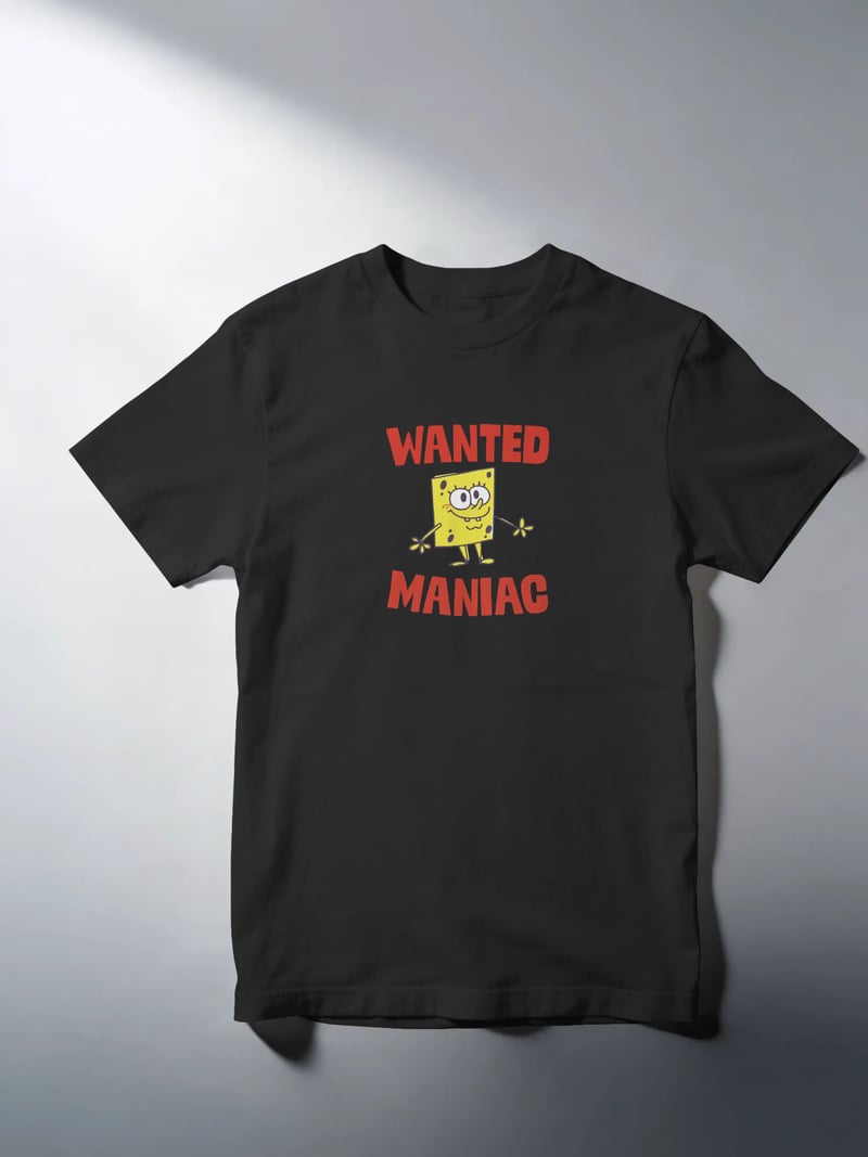 Wanted Maniac Spongebob Unisex Tişört