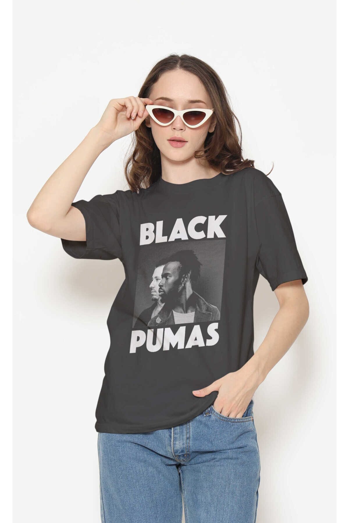 Black Pumas Dijital Baskı Siyah Unisex Tişört