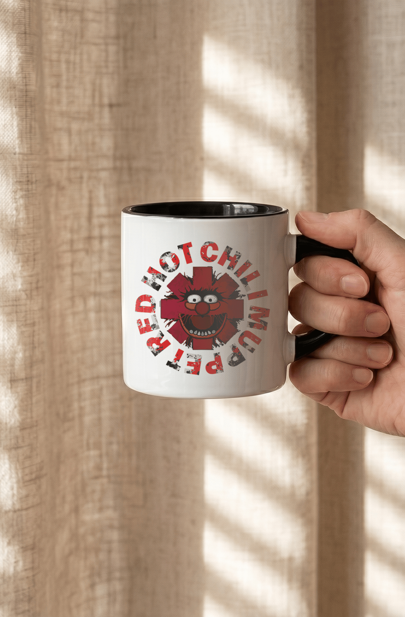 Red Hot Chili Muppets 180 ml Beyaz Siyah Kahve Kupası