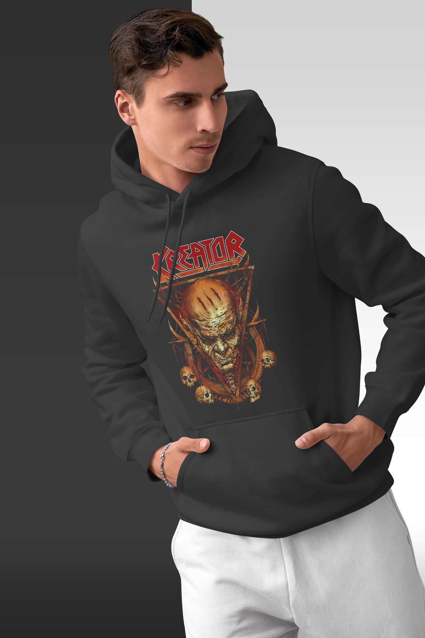 Kreator Kafatası Kapüşonlu Sweatshirt