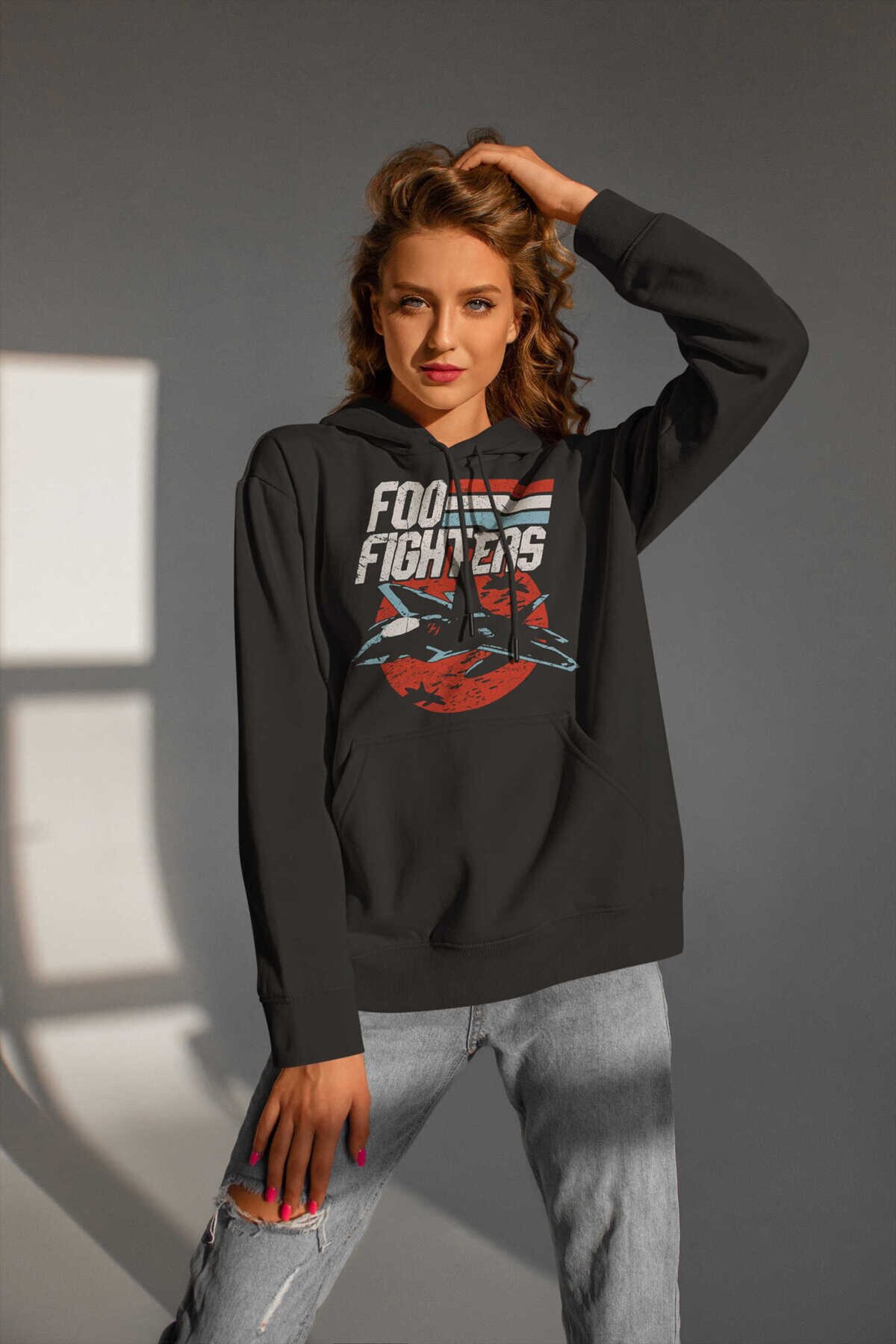Foo Fighters Uçak Kapüşonlu Sweatshirt