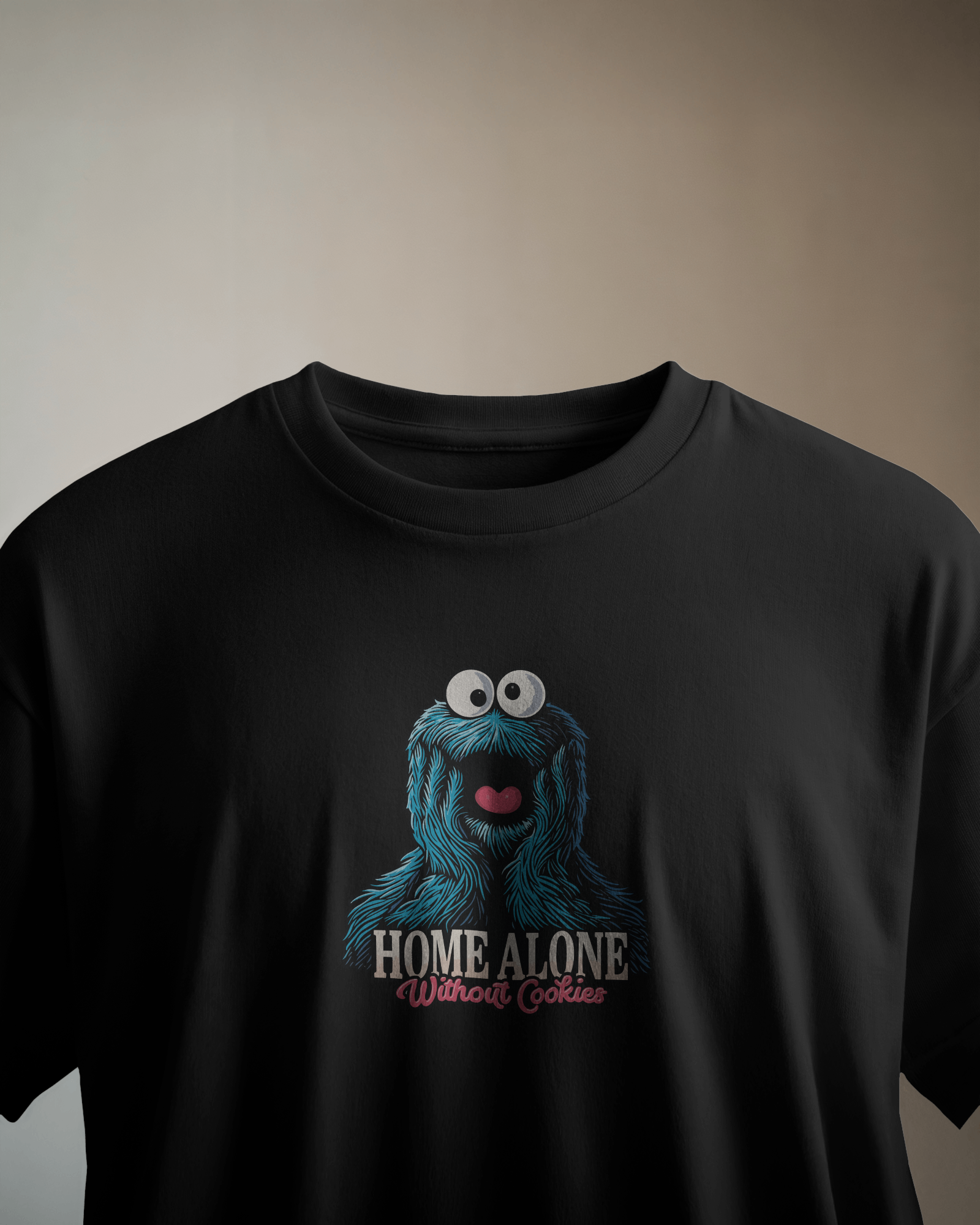 Home Alone Cookie Monster Siyah Tişört