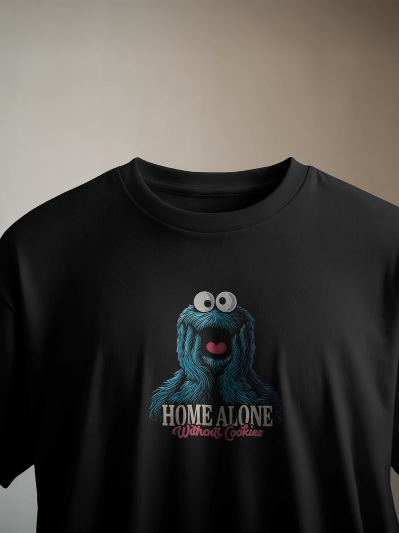 Home Alone Cookie Monster Siyah Tişört