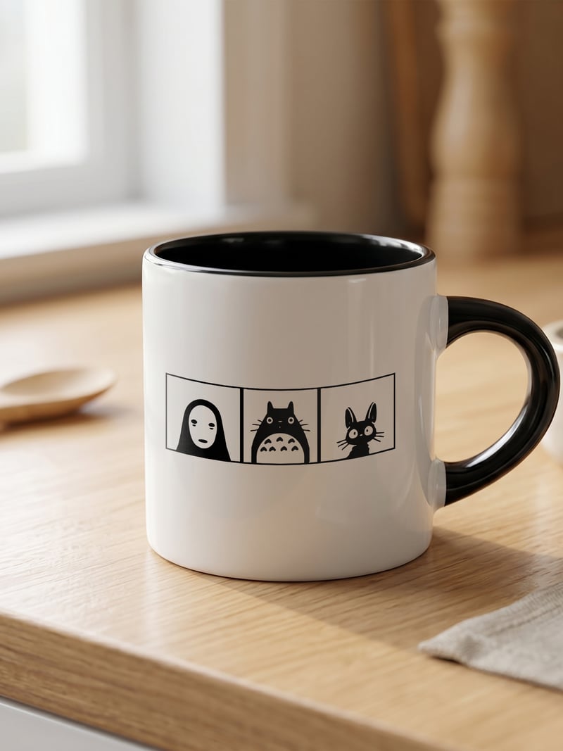 Ghibli 180 ml Beyaz Siyah Kahve Kupası