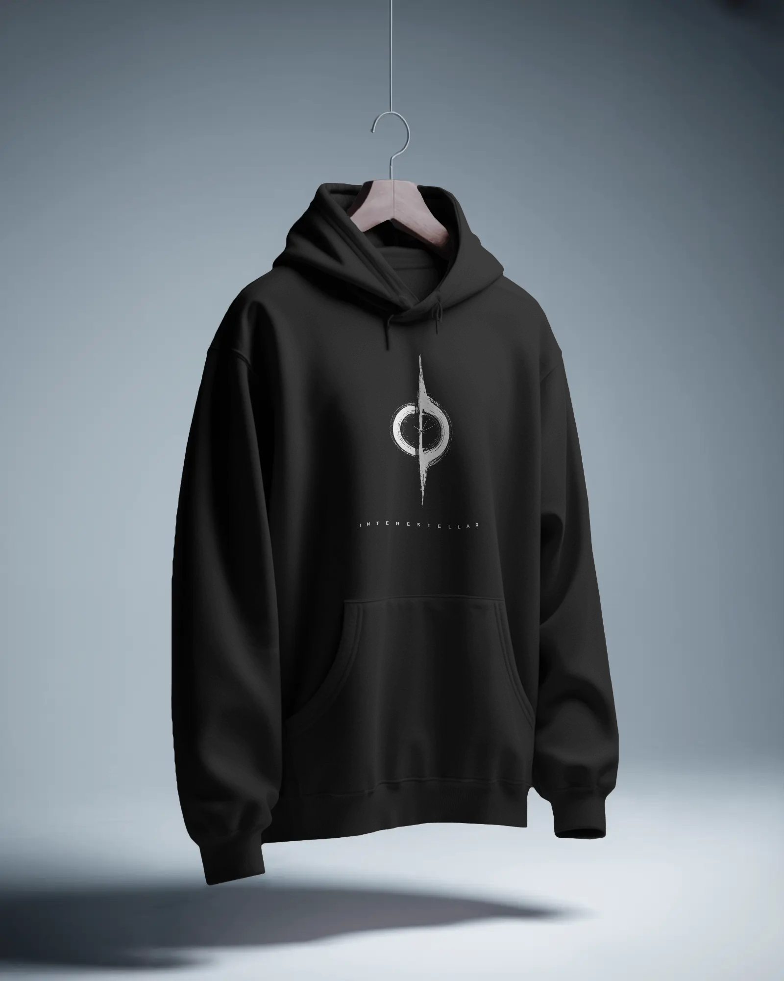 Interstellar Yıldızlararası Siyah Kapüşonlu Sweatshirt