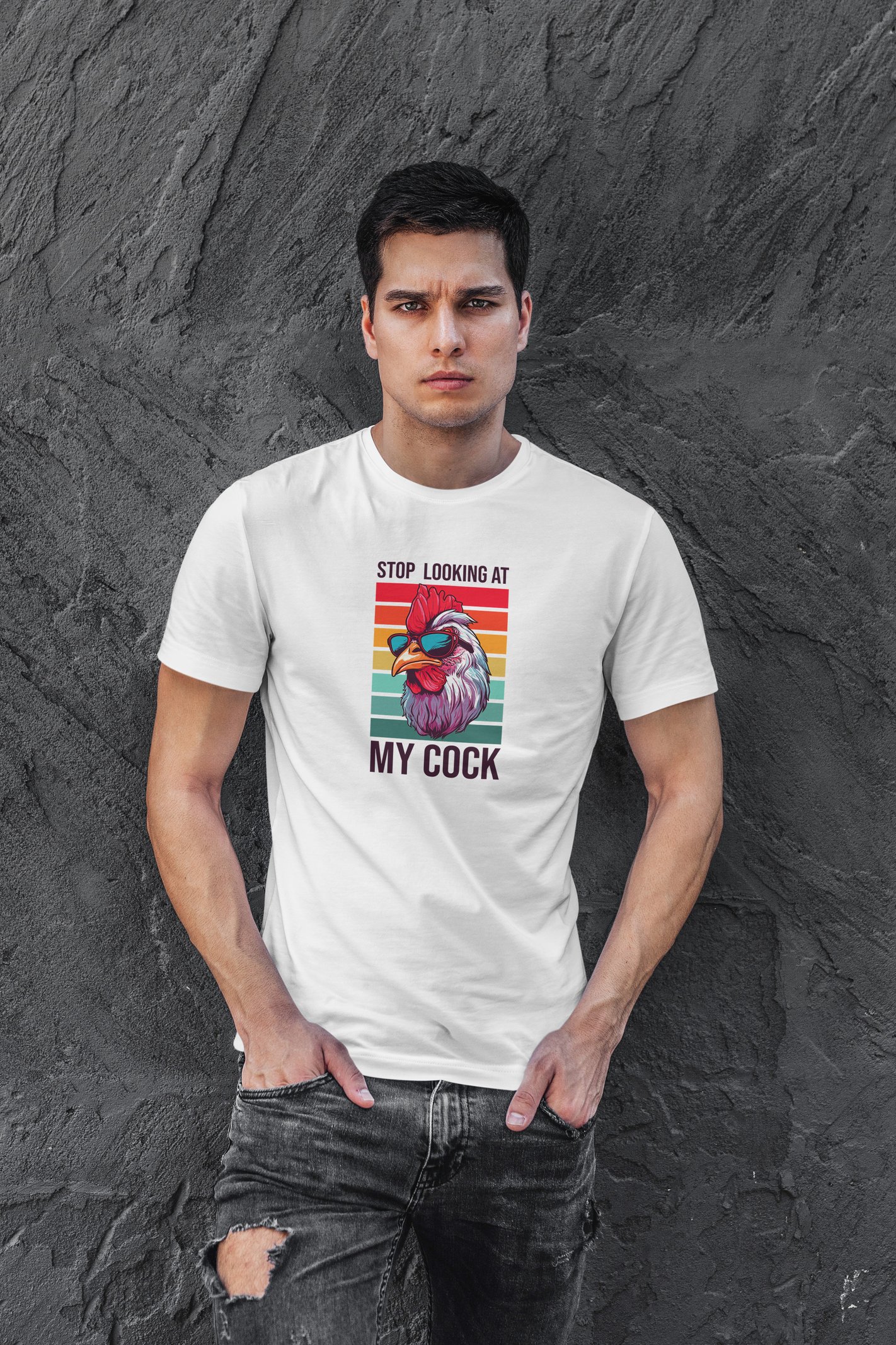 Stop Looking Dijital Baskı  Unisex Beyaz T-Shirt