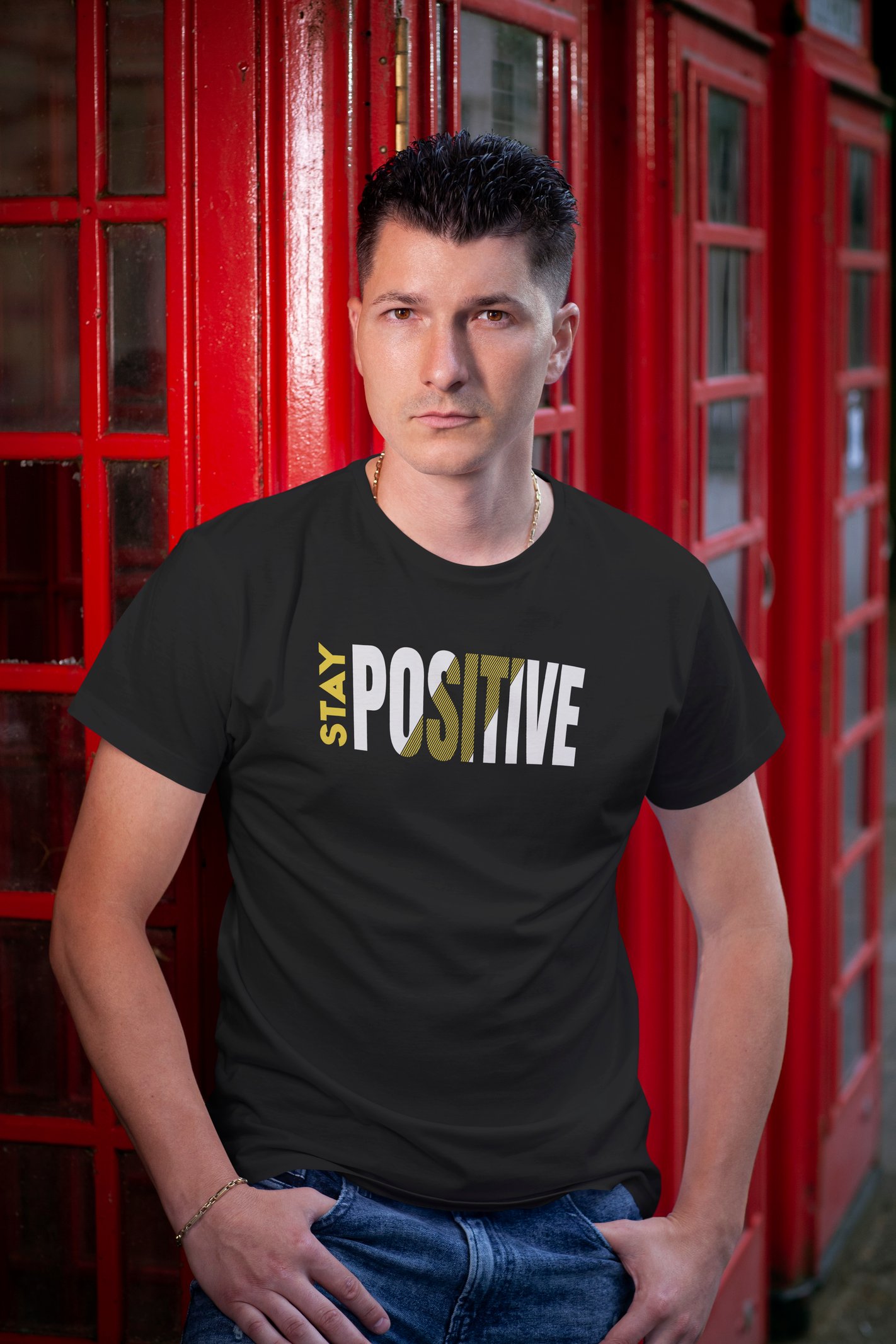 Positive Dijital Baskılı Siyah Tişört