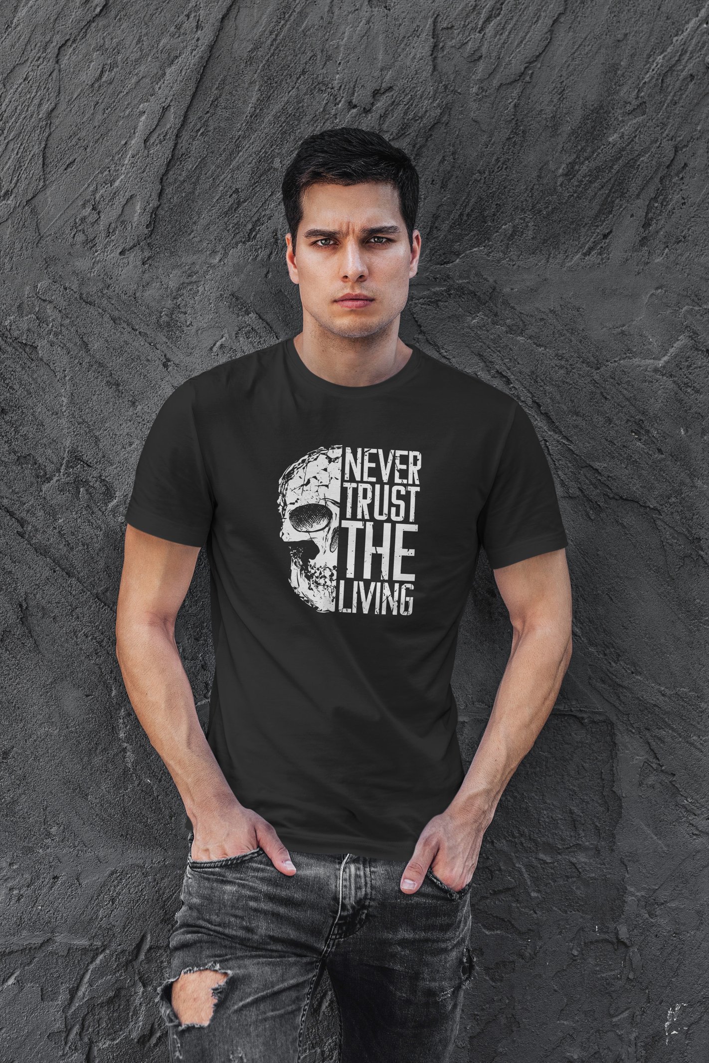 Never Trust Dijital Baskı Siyah Unisex Tişört