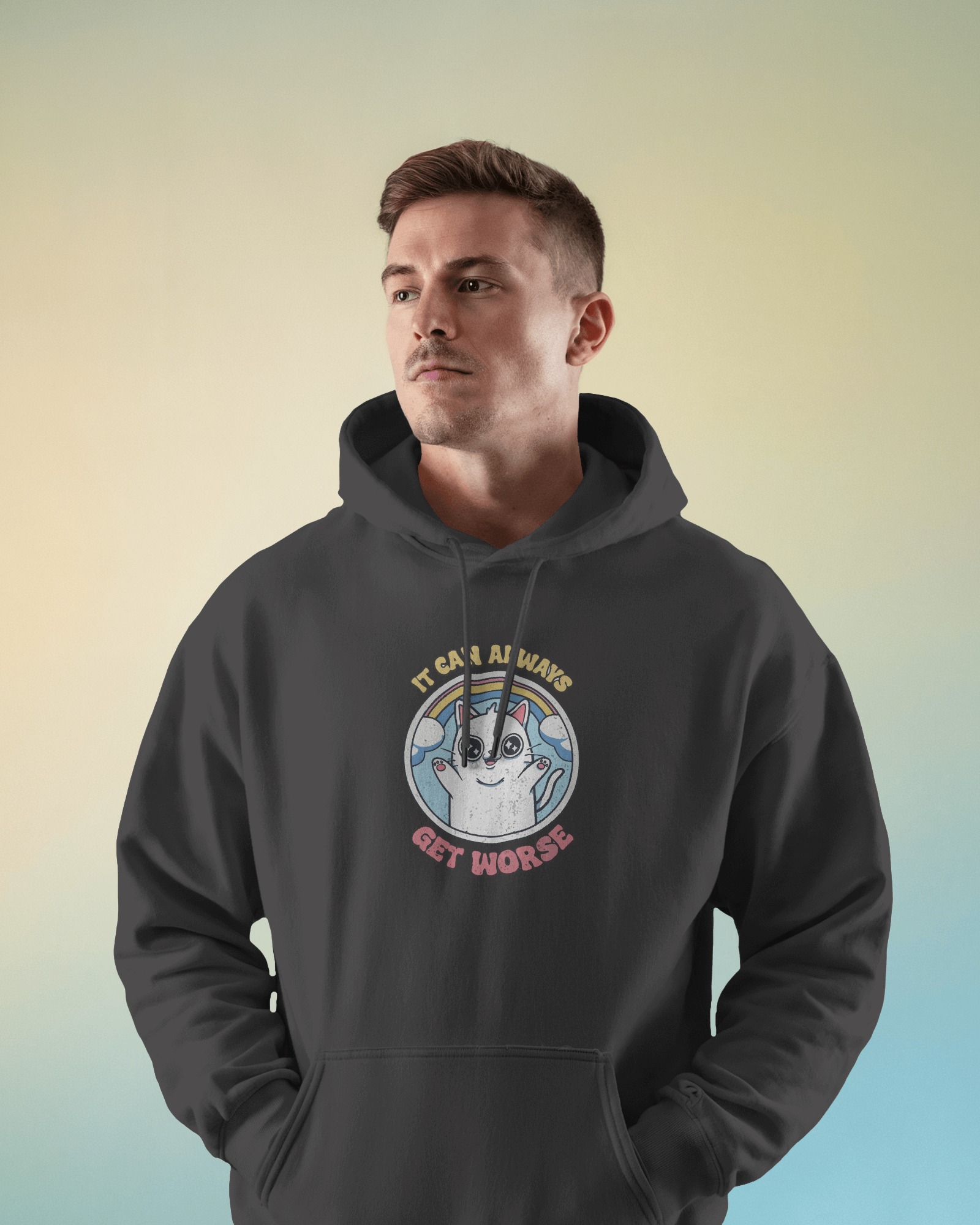 Get Worse Unisex Siyah Kapüşonlu Sweatshirt