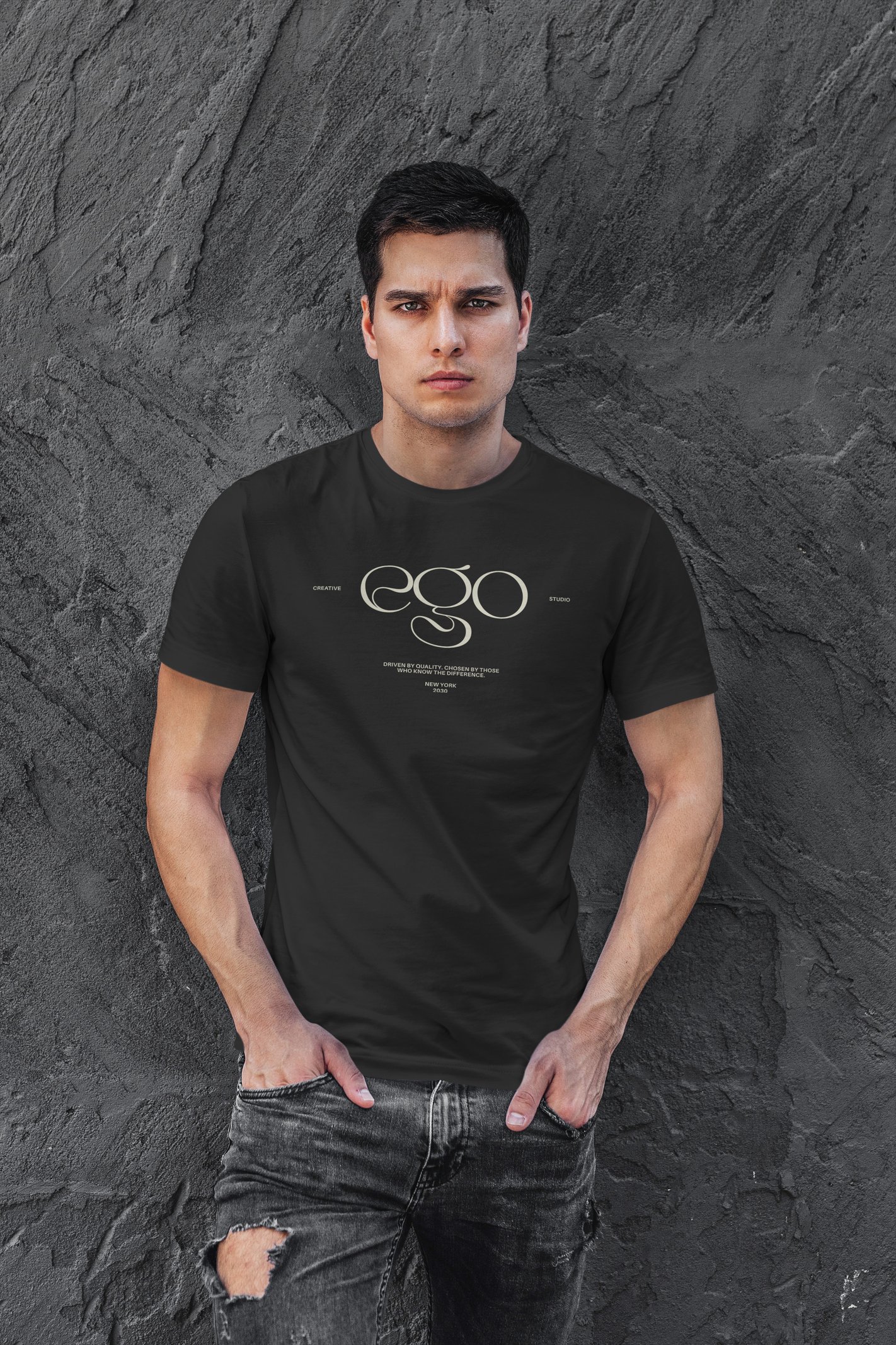 Ego Dijital Baskı Siyah Unisex Tişört