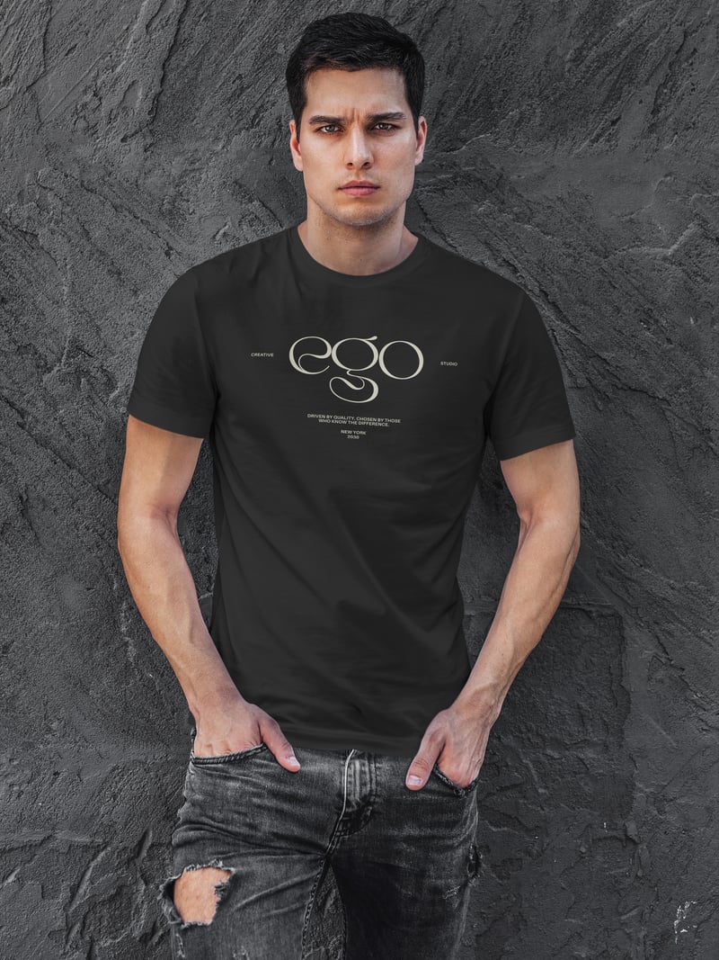 Ego Dijital Baskı Siyah Unisex Tişört