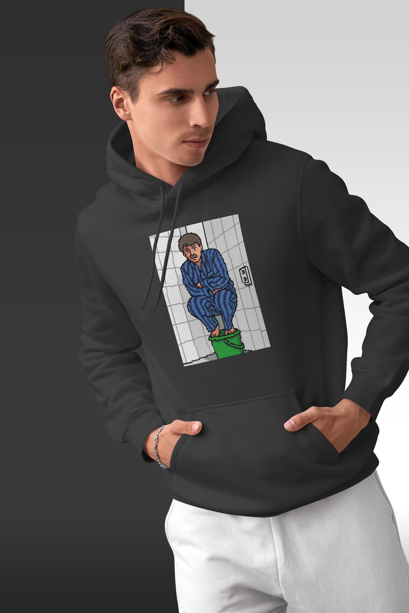 Sarı Bıyık Kapüşonlu Unisex Sweatshirt