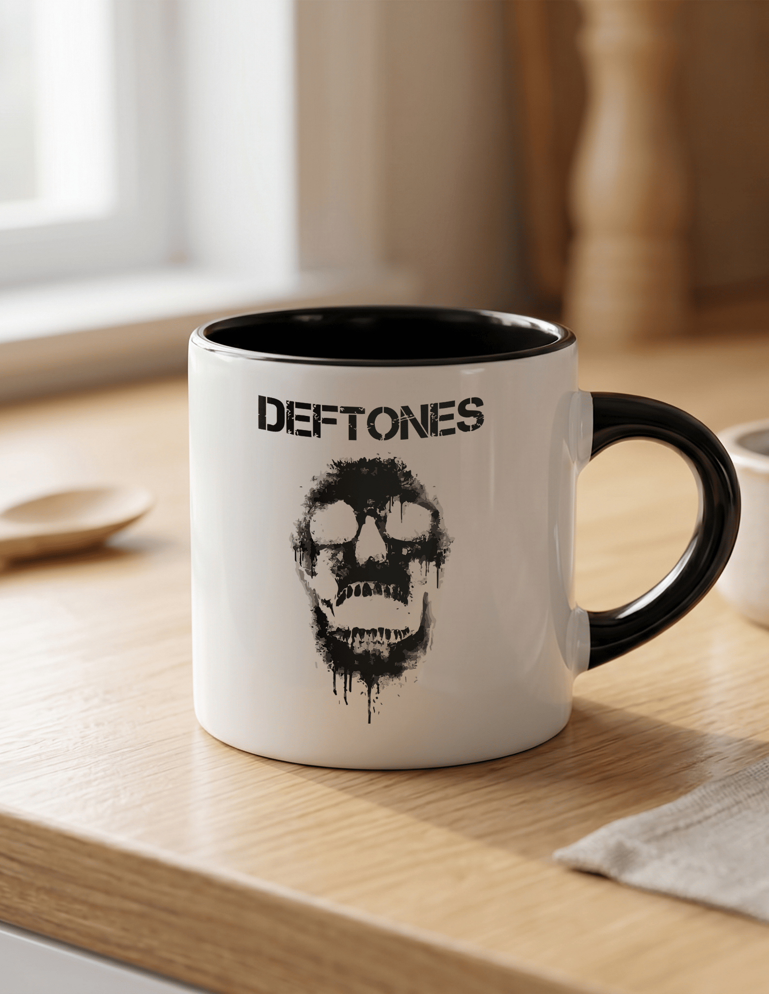 Deftones 180 ml Beyaz Siyah Kahve Kupası