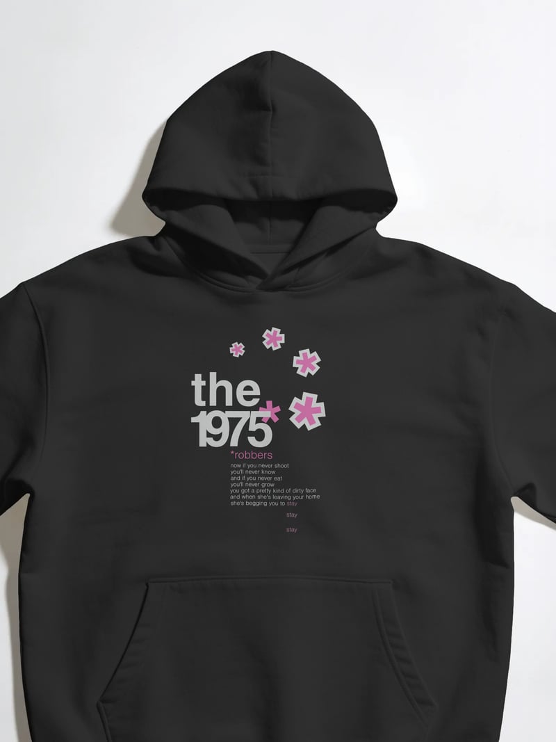 The 1975 Siyah Kapüşonlu Sweatshirt