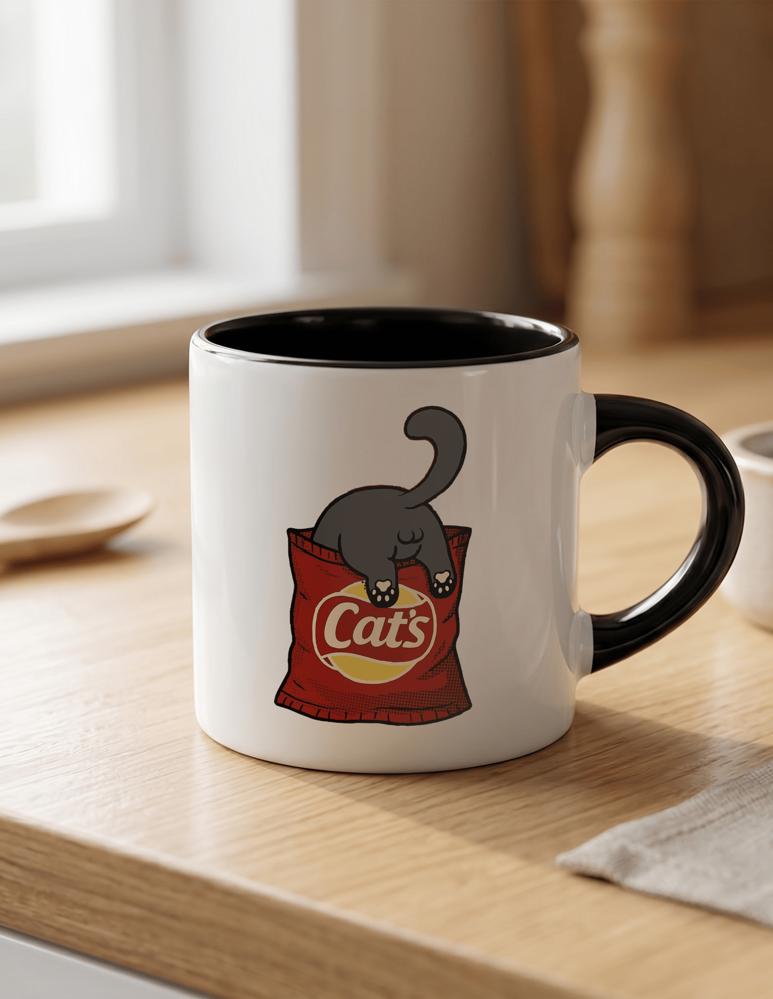 Cat's 180 ml Beyaz Siyah Kahve Kupası