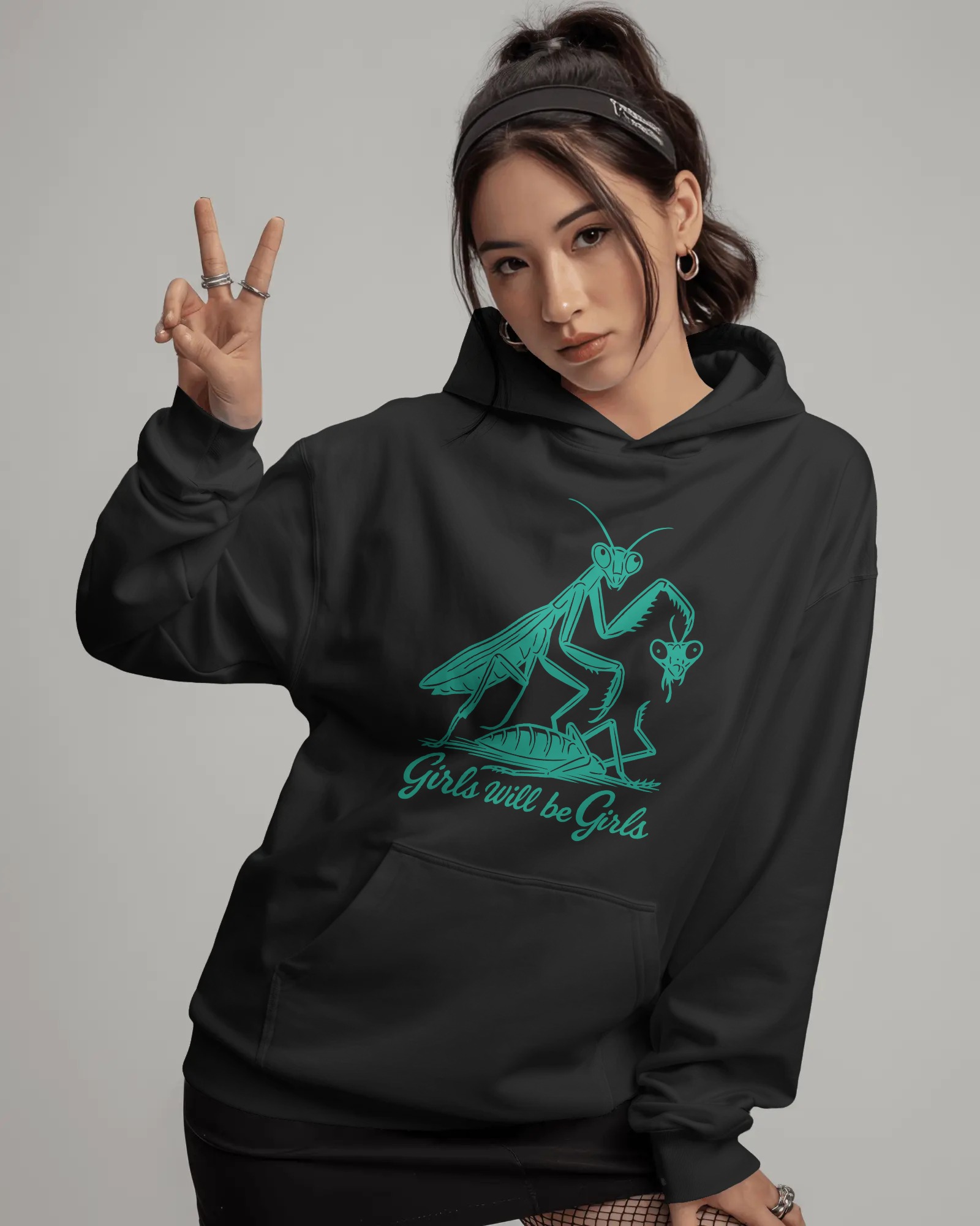 Girls will be Girls Unisex Siyah Kapüşonlu Sweatshirt