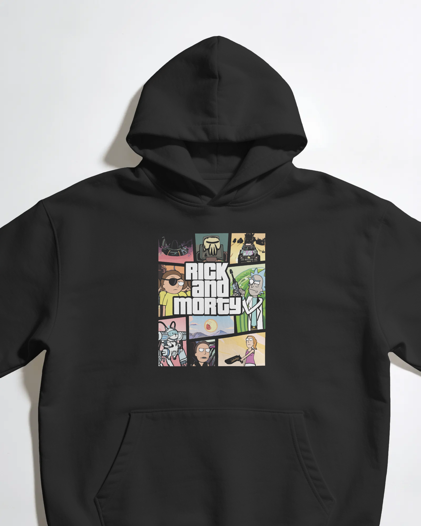 Rick and Morty Siyah Kapüşonlu Sweatshirt