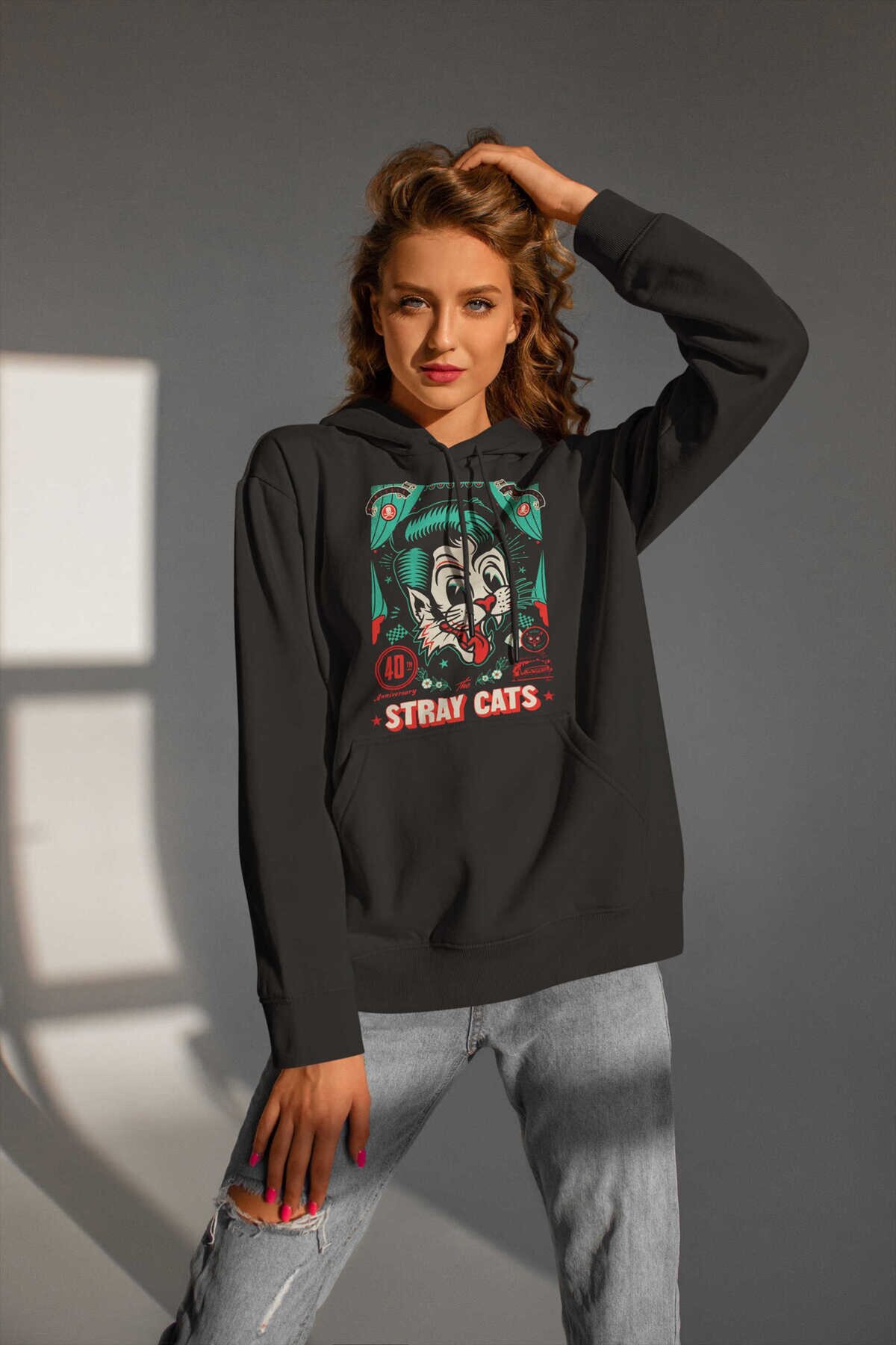 Stray Kedi Kapüşonlu Sweatshirt