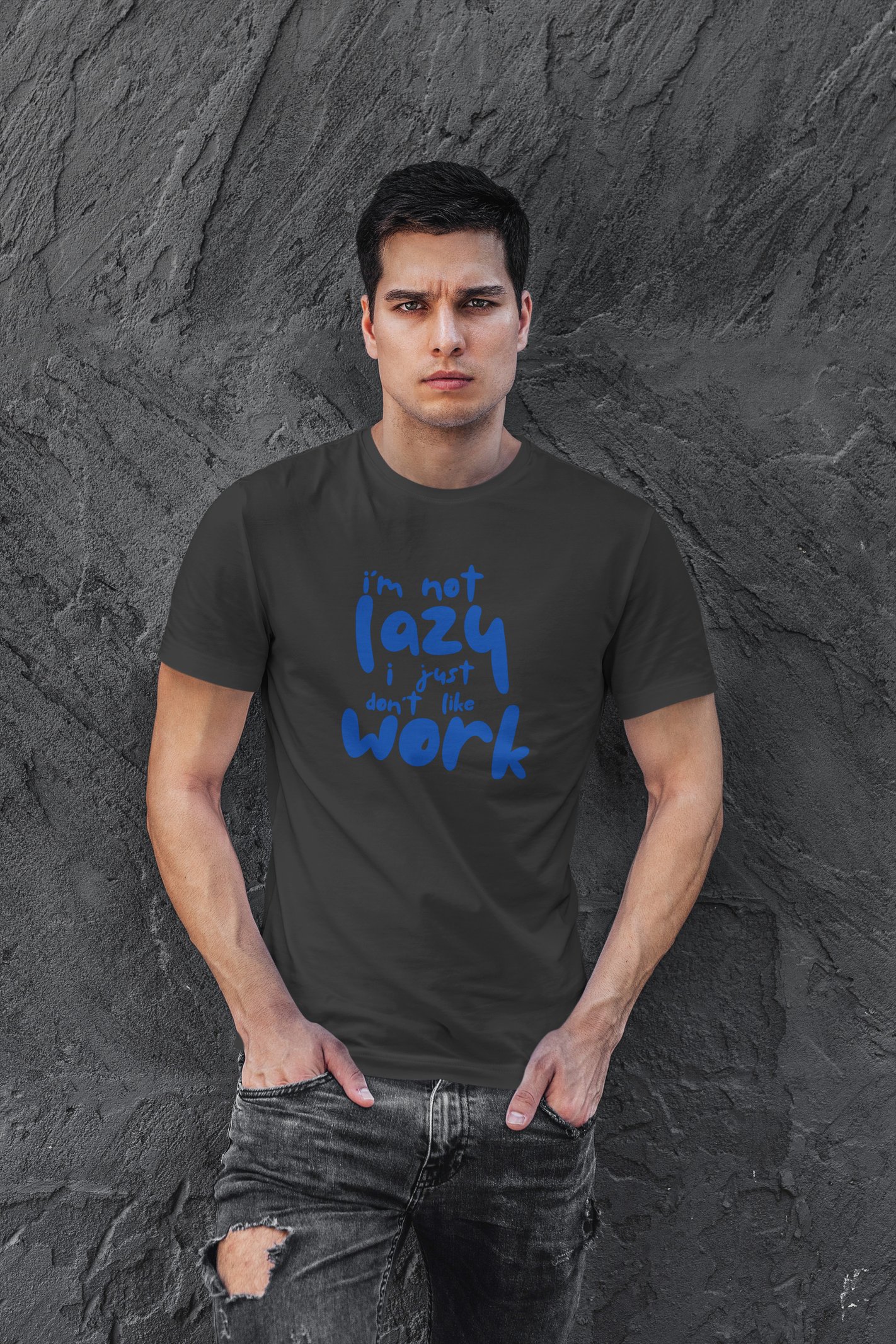 I'm Not Lazy Dijital Baskı Siyah Tişört