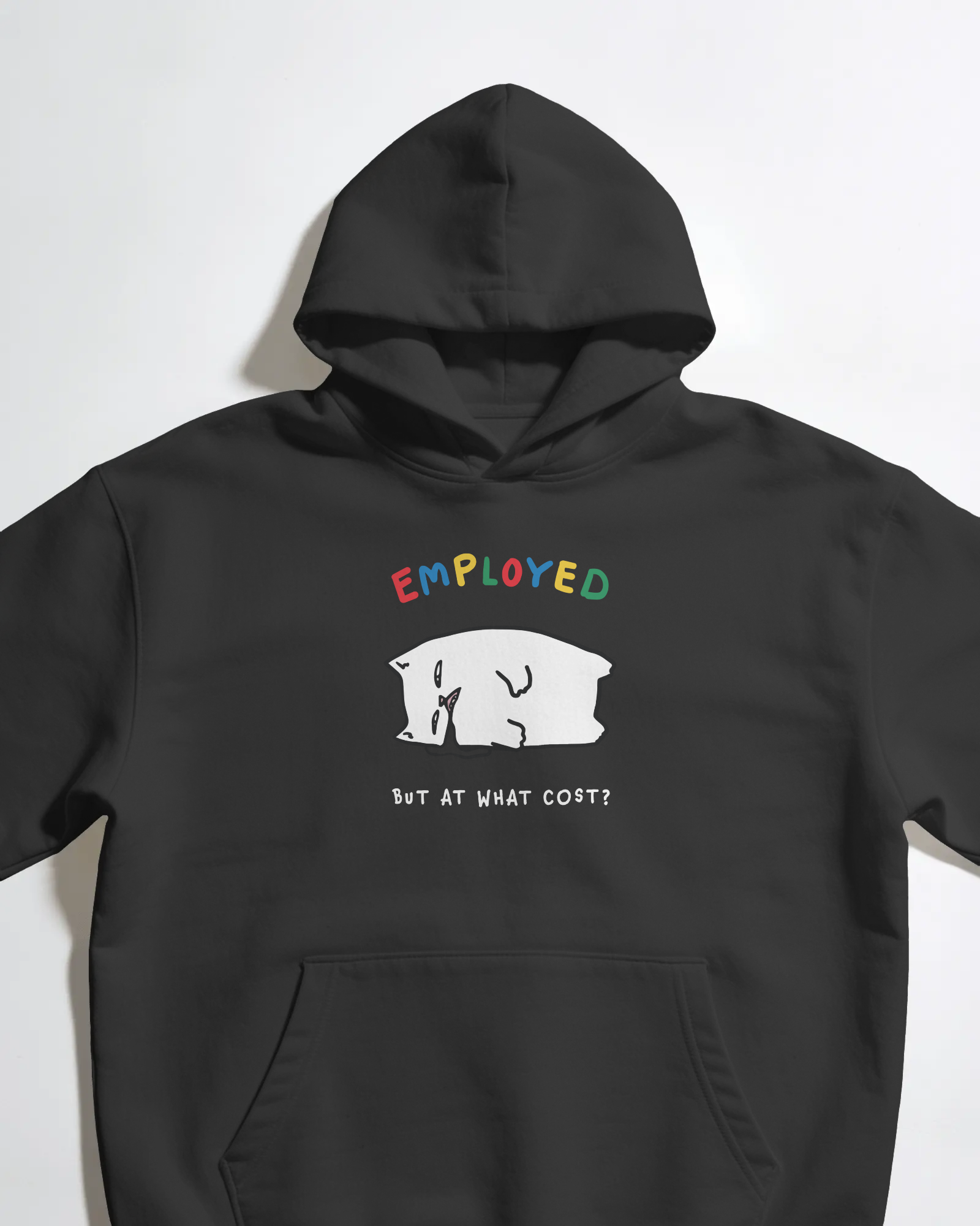 Employed Unisex Siyah Kapüşonlu Sweatshirt