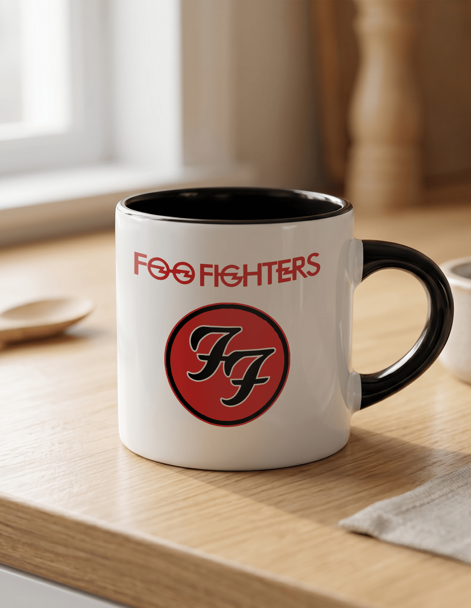 Foo Fighters 180 ml Beyaz Siyah Kahve Kupası