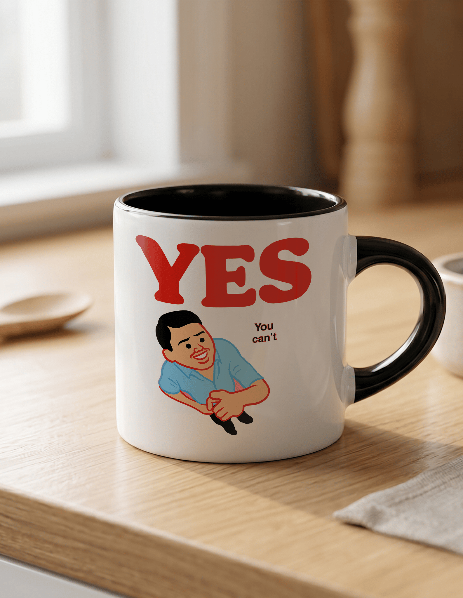 Yes You Can't 180 ml Beyaz Siyah Kahve Kupası